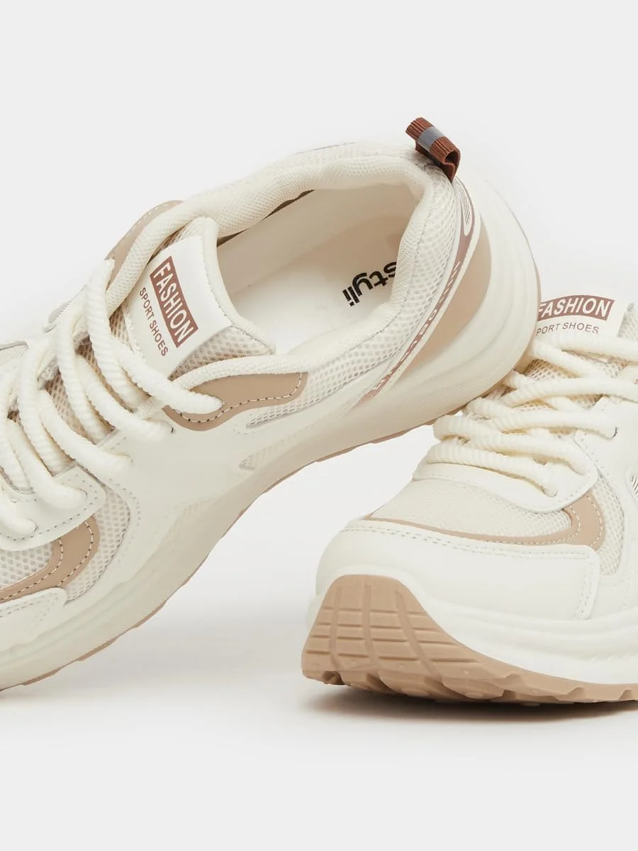 کفش کتانی زنانه استایلی با زیره ضخیم و بند دار