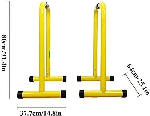 ایستگاه دیپ و بارفیکس چند منظوره | برج تمرینات ورزشی خانگی برای تمرینات قدرتی و عضله سازی | ایده آل برای دیپ، بارفیکس، ال-سیت و موارد دیگر با یک تجهیزات همه کاره | رنگ زرد