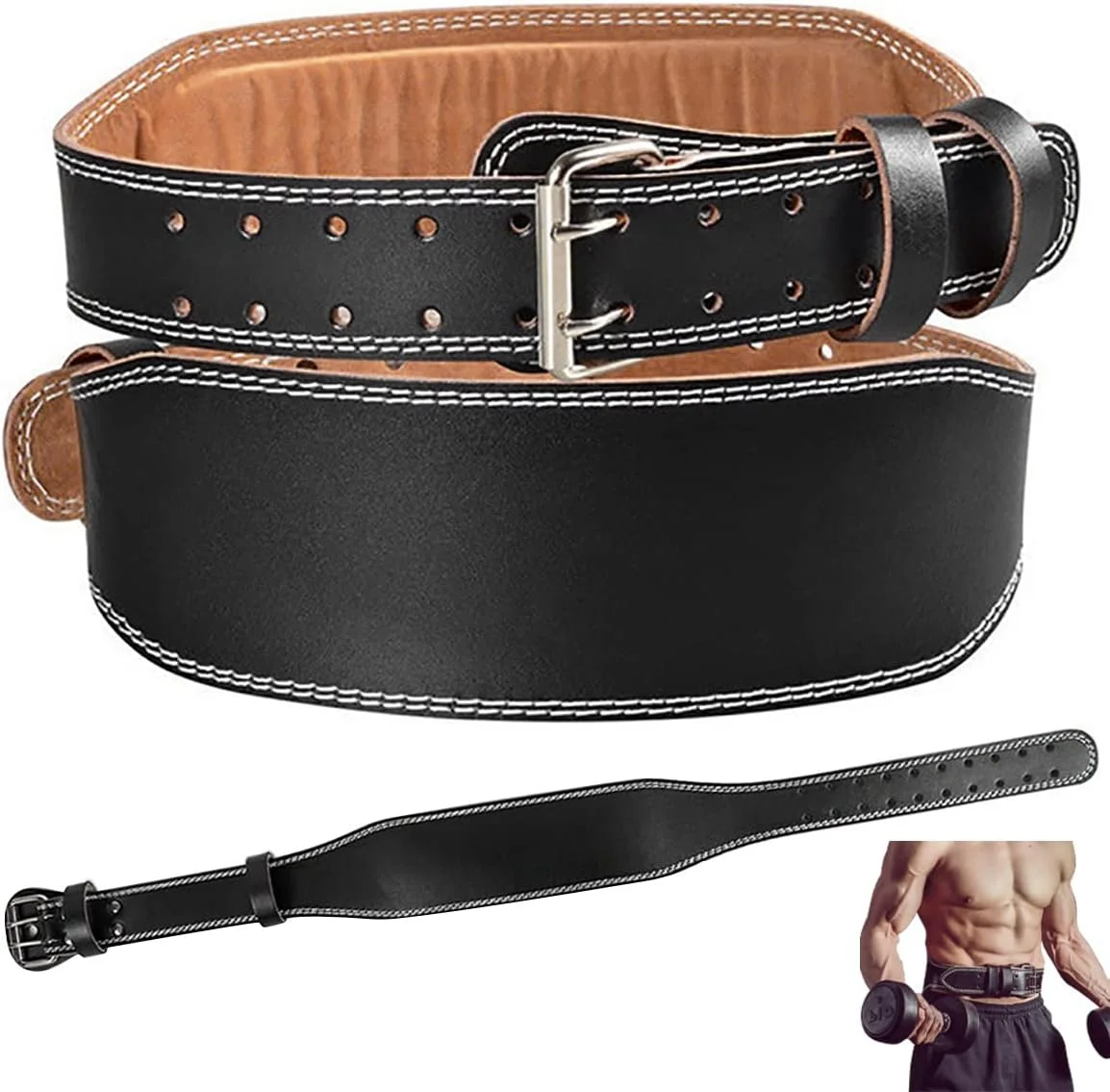 کمربند وزنه برداری چرمی باشگاه بدنسازی با سگک قابل تنظیم برای تمرینات قدرتی بزرگسالان