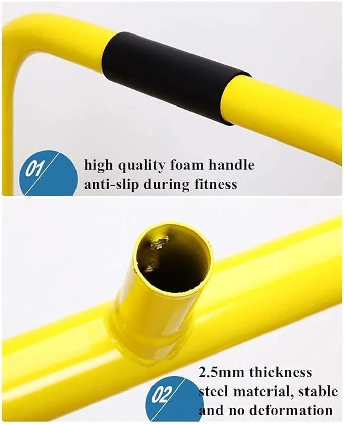 ایستگاه دیپ و بارفیکس چند منظوره | برج تمرینات ورزشی خانگی برای تمرینات قدرتی و عضله سازی | ایده آل برای دیپ، بارفیکس، ال-سیت و موارد دیگر با یک تجهیزات همه کاره | رنگ زرد