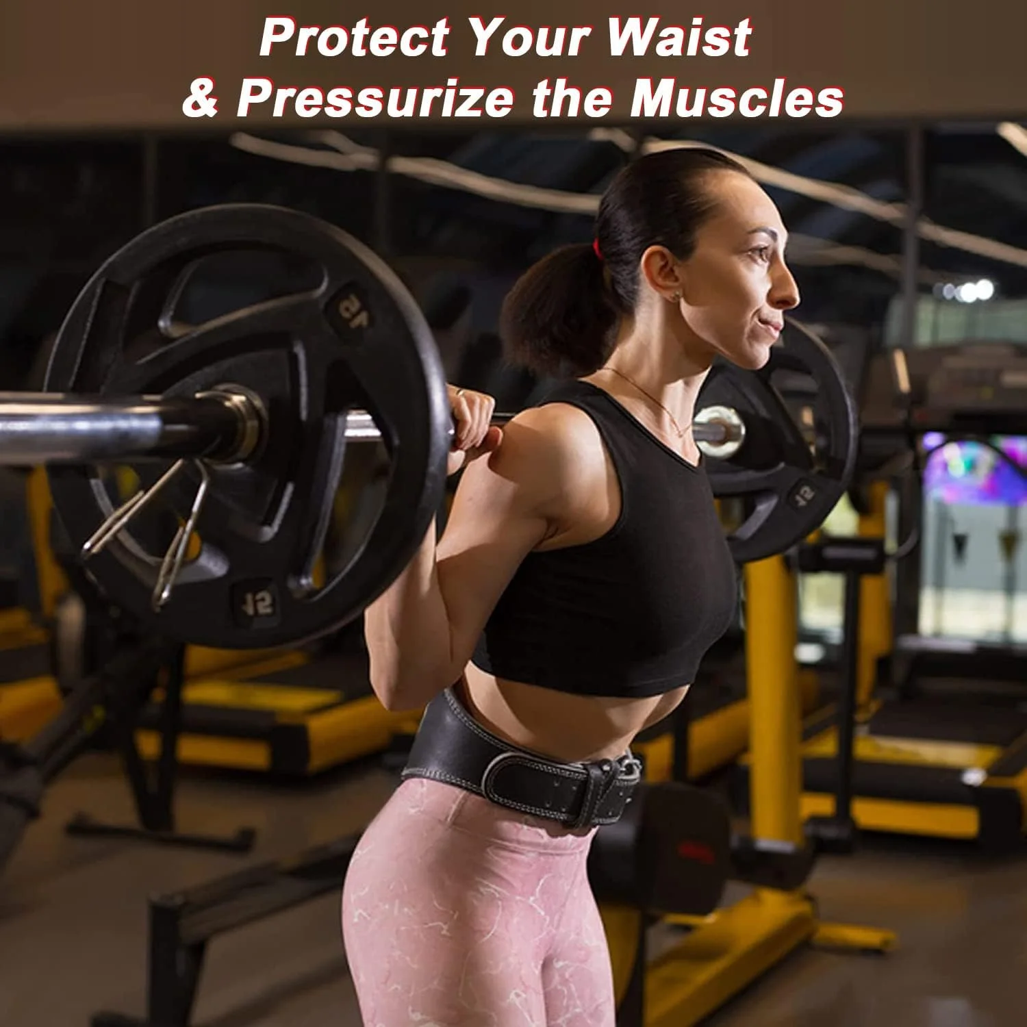 کمربند وزنه برداری چرمی باشگاه بدنسازی با سگک قابل تنظیم برای تمرینات قدرتی بزرگسالان