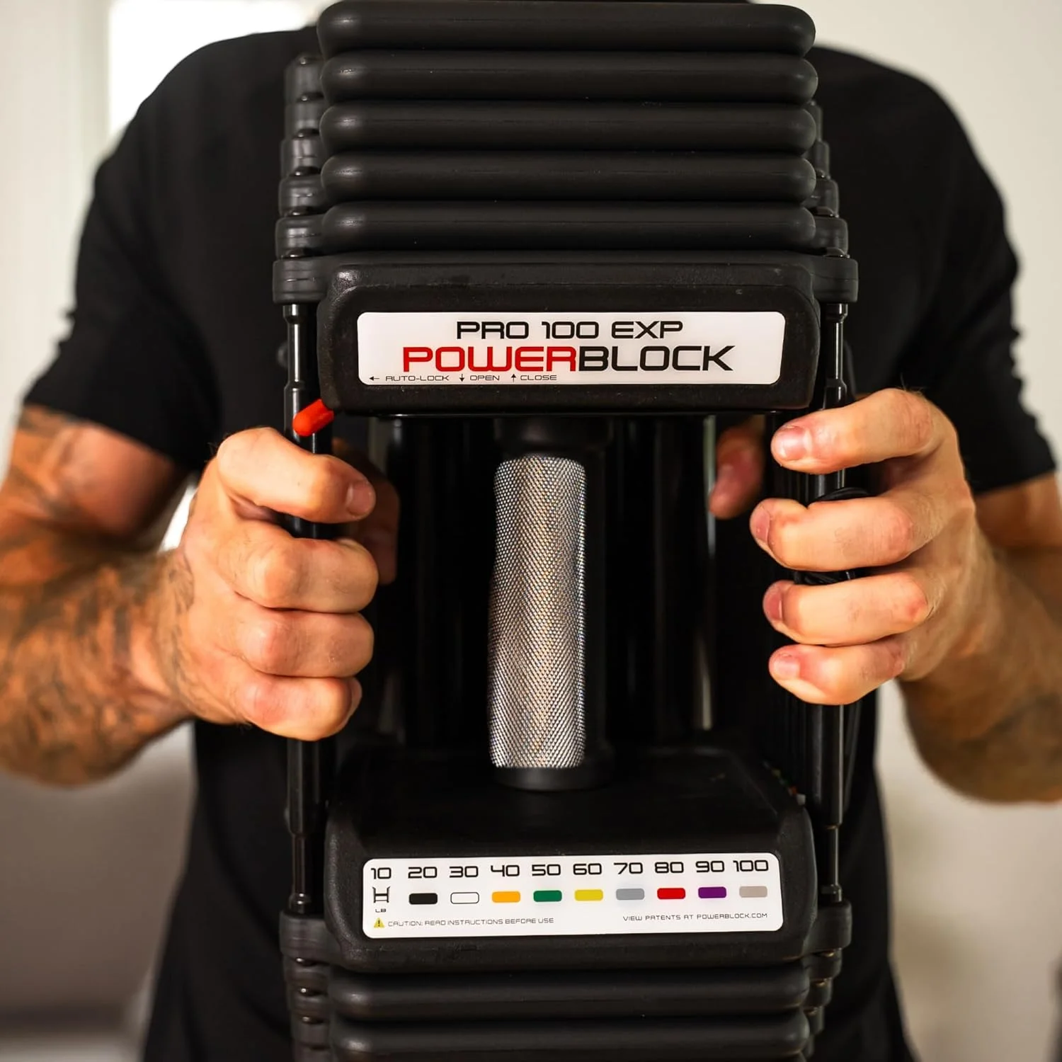 PowerBlock Pro 100 EXP، دسته TPR، دمبل قابل تنظیم، گسترش از 5 تا 100 پوند، به صورت تک واحدی فروخته می شود