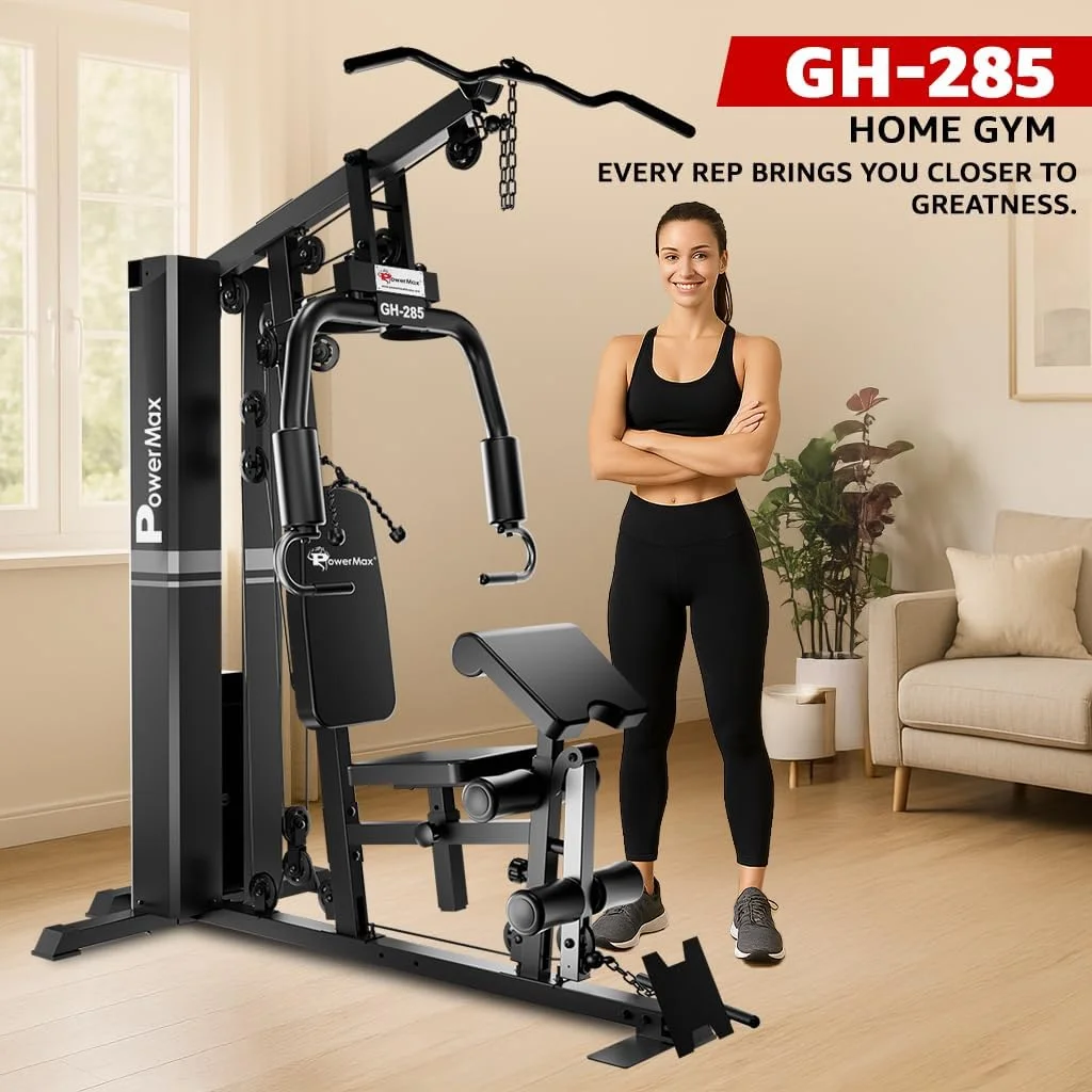 دستگاه بدنسازی چند منظوره خانگی پاورمکس فیتنس مدل GH-285 | دارای دسته وزنه 73 کیلوگرمی | زیر بغل سیم کش | پد بازو | پشتی تنفسی | طراحی جمع و جور | سیستم تناسب اندام خانگی
