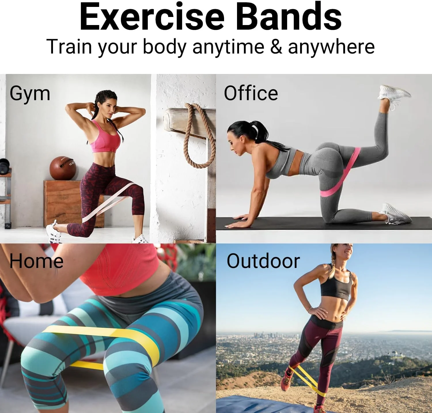 بندهای مقاومتی قابل حمل Omyoffice برای تمرین، ساخته شده از لاتکس طبیعی، مقاوم و بادوام، دارای 5 سطح مقاومت مختلف، مناسب برای تمرینات قدرتی و تناسب اندام، پیلاتس، یوگا و فیزیوتراپی