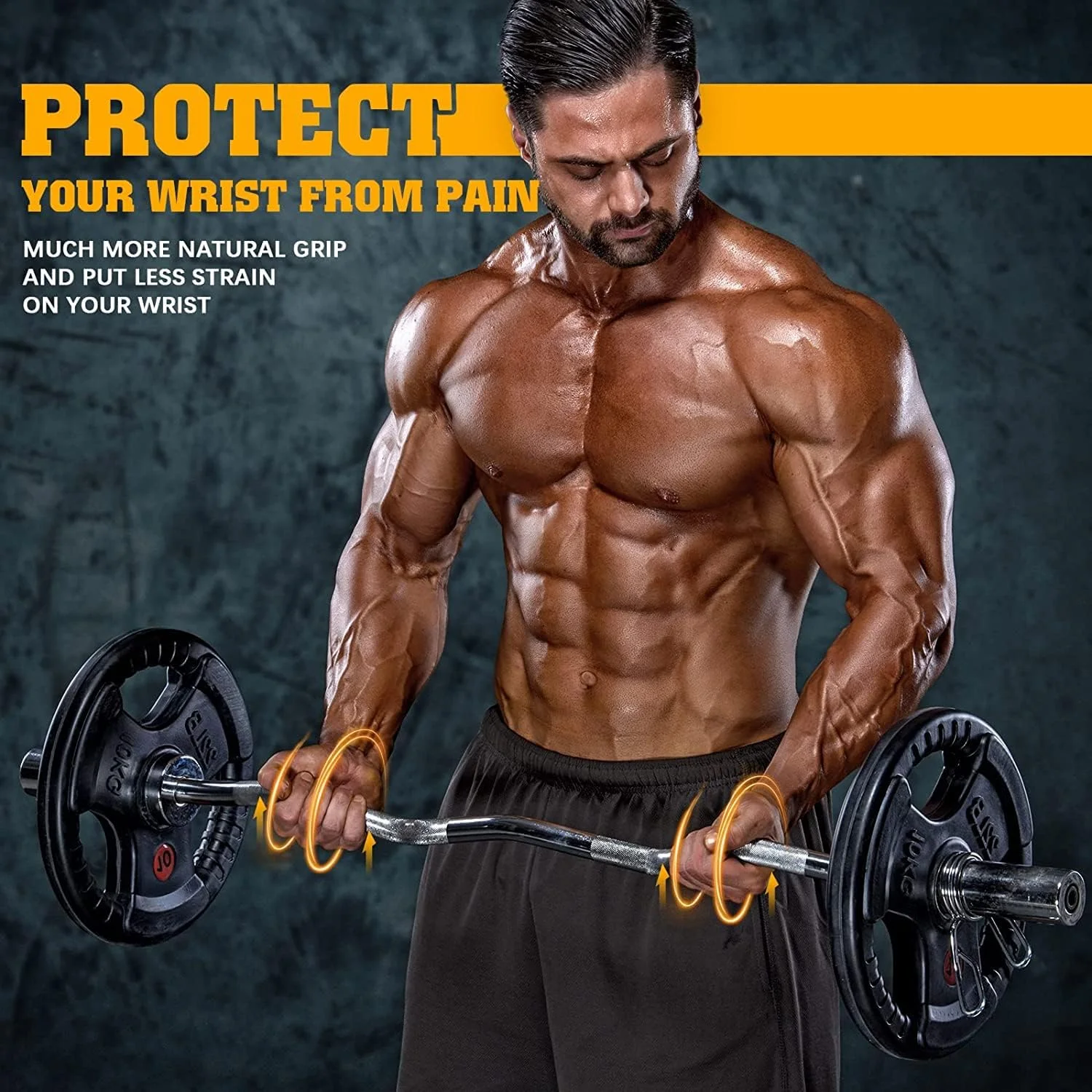 میله هالتر خمیده المپیک EZ، میله EZ تمرین قدرتی 47 اینچی برای وزنه برداری، هیپ تراست، تمرین عضلات دوسر بازو، سه سر بازو، پشت/پا، میله فر کننده کرومی برای صفحات وزنه 2 اینچی، همراه با 2 عدد بست فنری