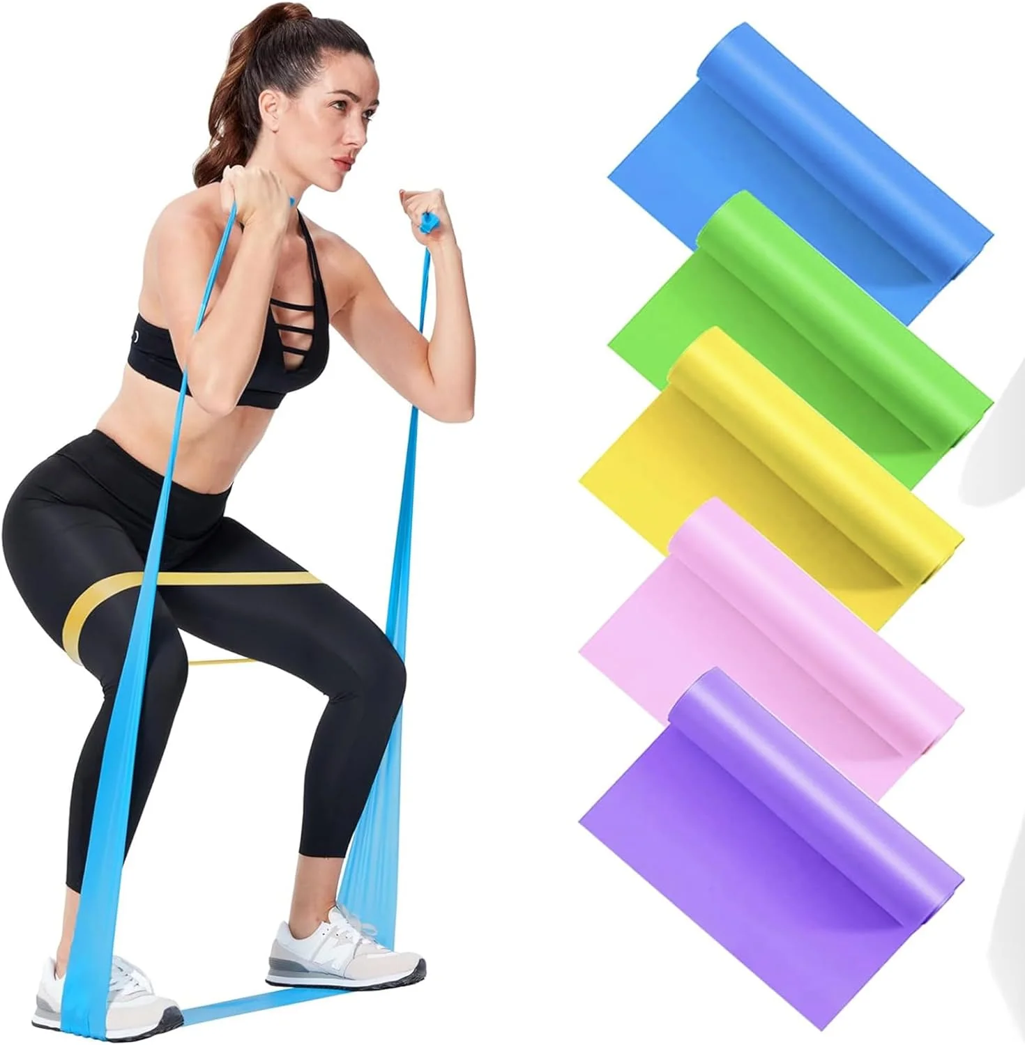 کش های مقاومتی NeoStyle، ست 5 عددی کش های ورزشی برای تمرین، کش های کششی برای تناسب اندام در خانه، تمرینات قدرتی