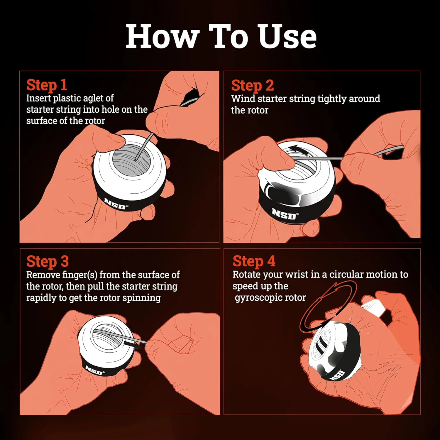 تقویت کننده مچ و ساعد با توپ ژیروسکوپی NSD Power Essential Spinner