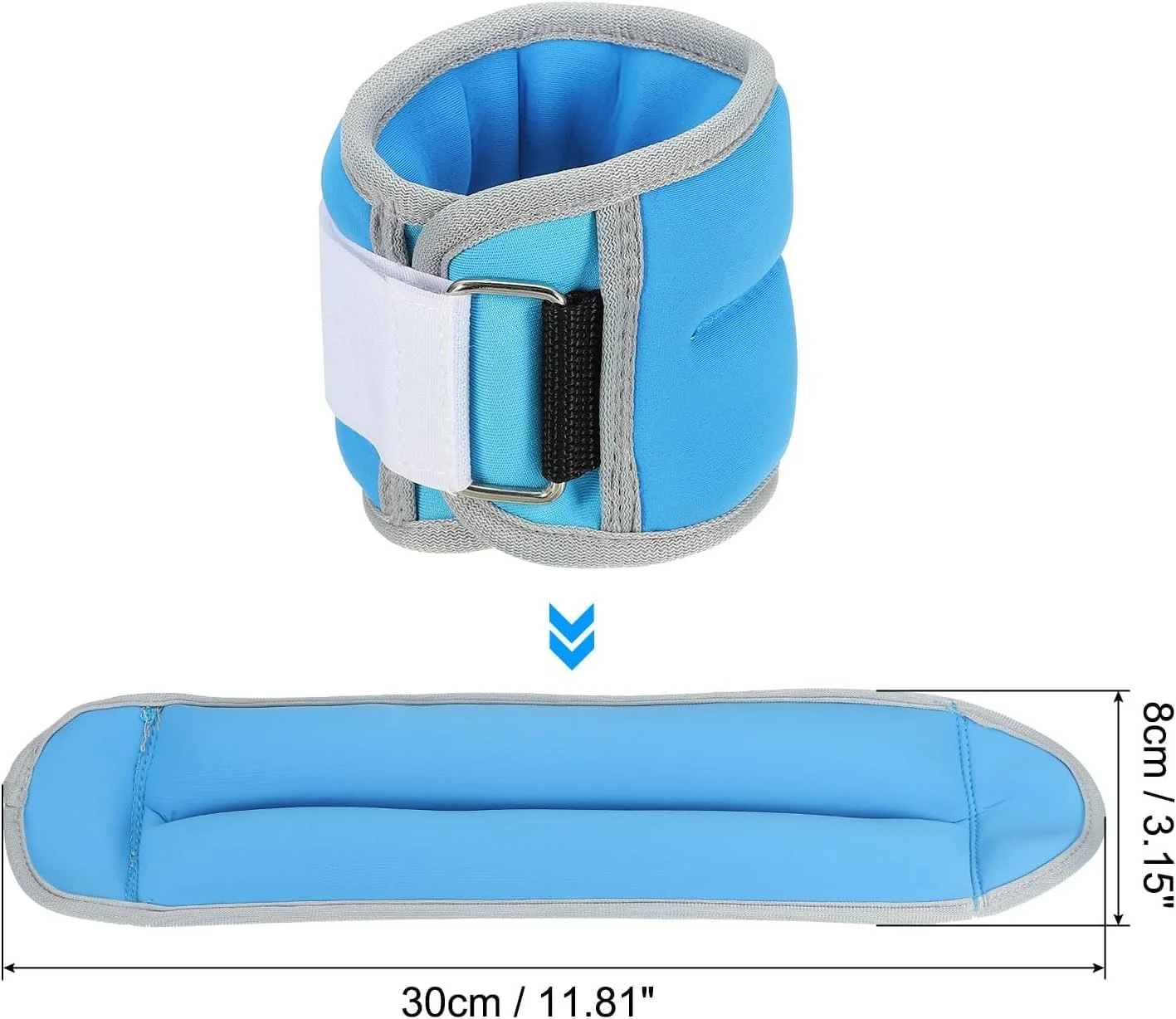 وزنه های مچ پا و مچ دست قابل تنظیم Nyganmelloz، 1 کیلوگرم یا 2 کیلوگرم / جفت، برای تناسب اندام، تمرینات مقاومتی، دویدن، ورزش، باشگاه - (آبی/مشکی)