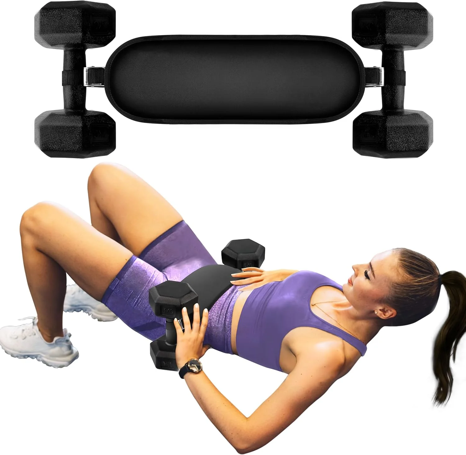 کمربند هیپ تراست دولایه ضخیم NALACAL - پشتیبانی پل باسن چرمی ضد لغزش برای دمبل، کتل بل، صفحات وزنه | قفل استیل ضد زنگ برای تمرینات باسن در خانه یا باشگاه