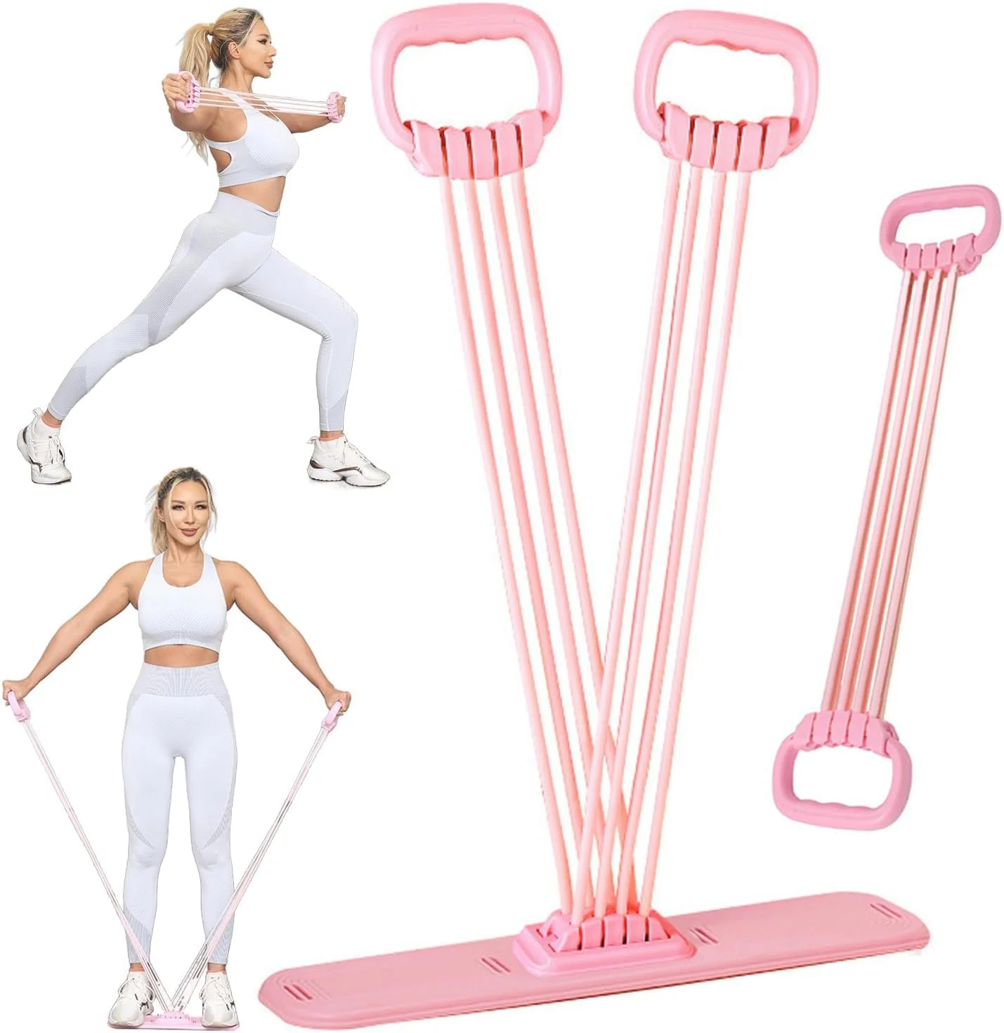 کش مقاومتی چند منظوره 2 در 1 با 8 لوله، کشش پدال یوگا الاستیک برای تمرینات قدرتی، تجهیزات تمرین خانگی قابل تنظیم برای شکم، پاها، سینه، تناسب اندام کل بدن