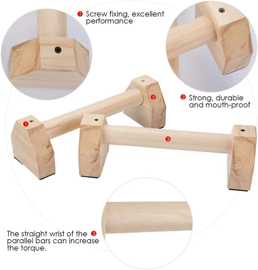 دو عدد میله شنا سوئدی چوبی، پایه شنا سوئدی، میله های موازی پارالل با تخته براکت ارگونومیک برای تمرینات تناسب اندام خانگی، ابزار یوگا ضد لغزش.