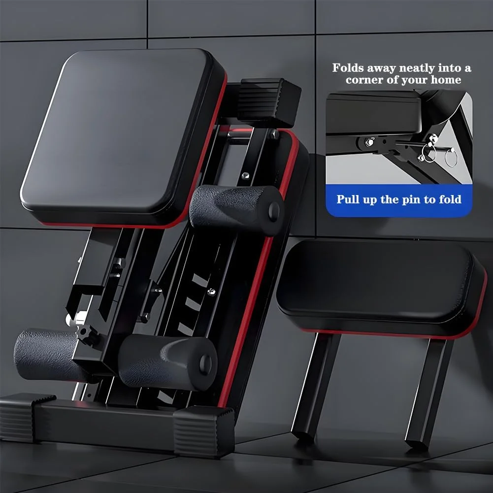 نیمکت وزنه قابل تنظیم MOZOGOT، نیمکت تمرین چند منظوره تاشو با قابلیت تنظیم شیب برای تمرینات شکم، باسن و کمر، نیمکت هایپراکستنشن چند منظوره برای تمرین کل بدن (مشکی)