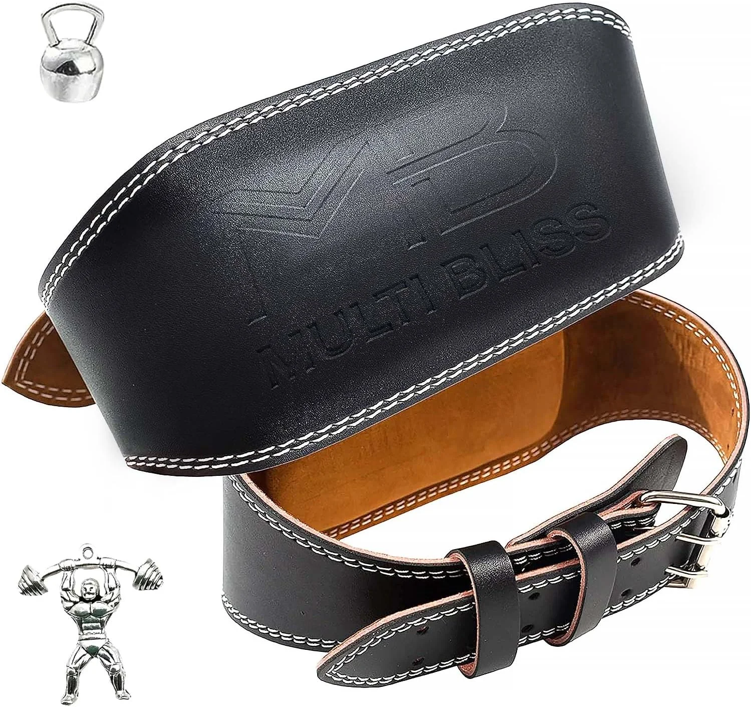 کمربند بدنسازی چرمی با کیفیت عالی برای اسکات، ددلیفت، پاورلیفتینگ، تمرینات قدرتی و بدنسازی، پشتیبانی کمری با سگک غلتکی فولادی
