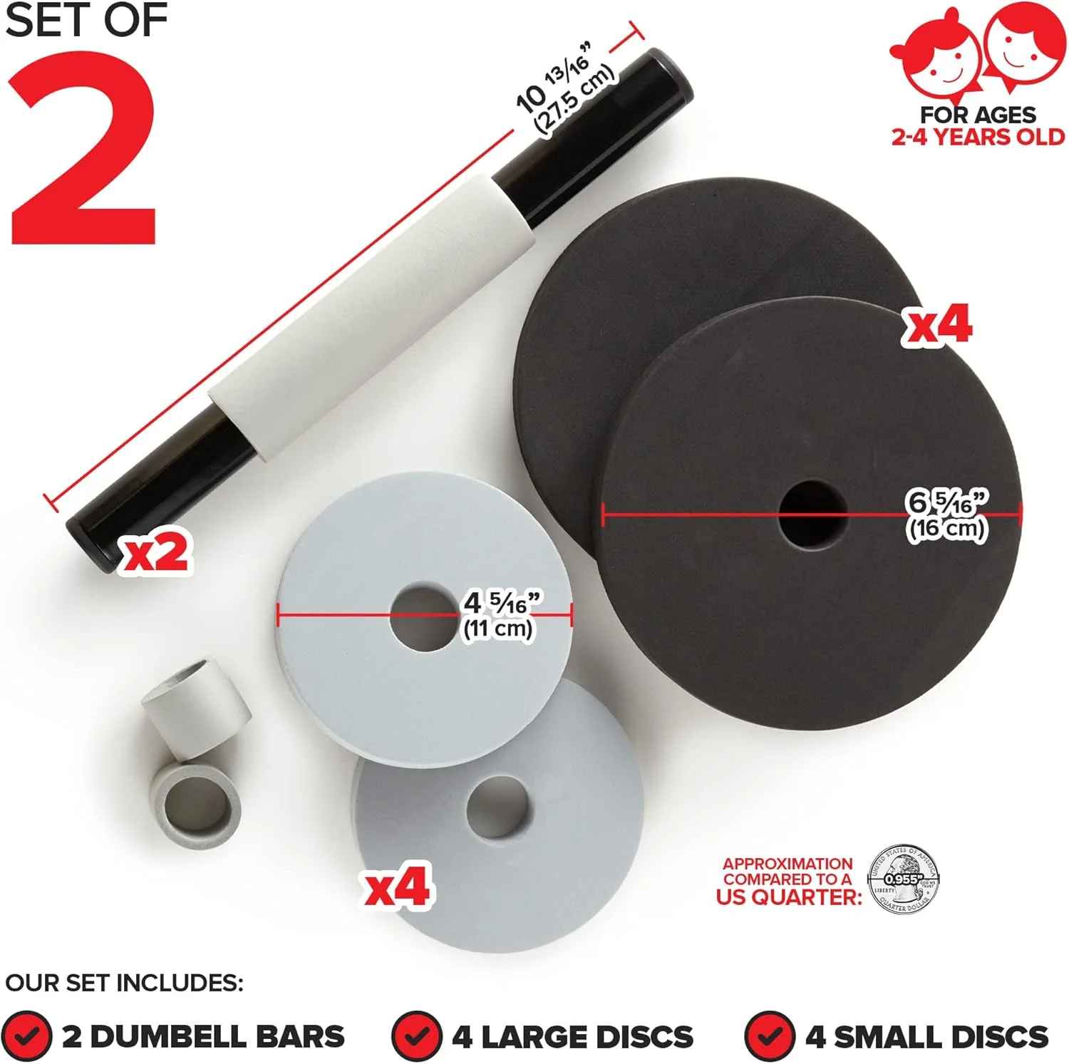 ست وزنه کودک مدرن اینویشنز، وزنه های ورزشی کودک، تجهیزات سرگرم کننده تناسب اندام و ورزش برای کودکان نوپا