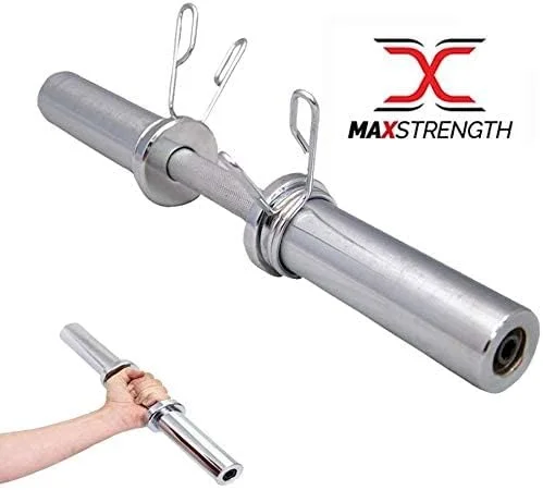 میله دمبل المپیک کرومی مکس استرنگث - مناسب تمرینات ورزشی و وزنه برداری - یک جفت به همراه قفل فنری