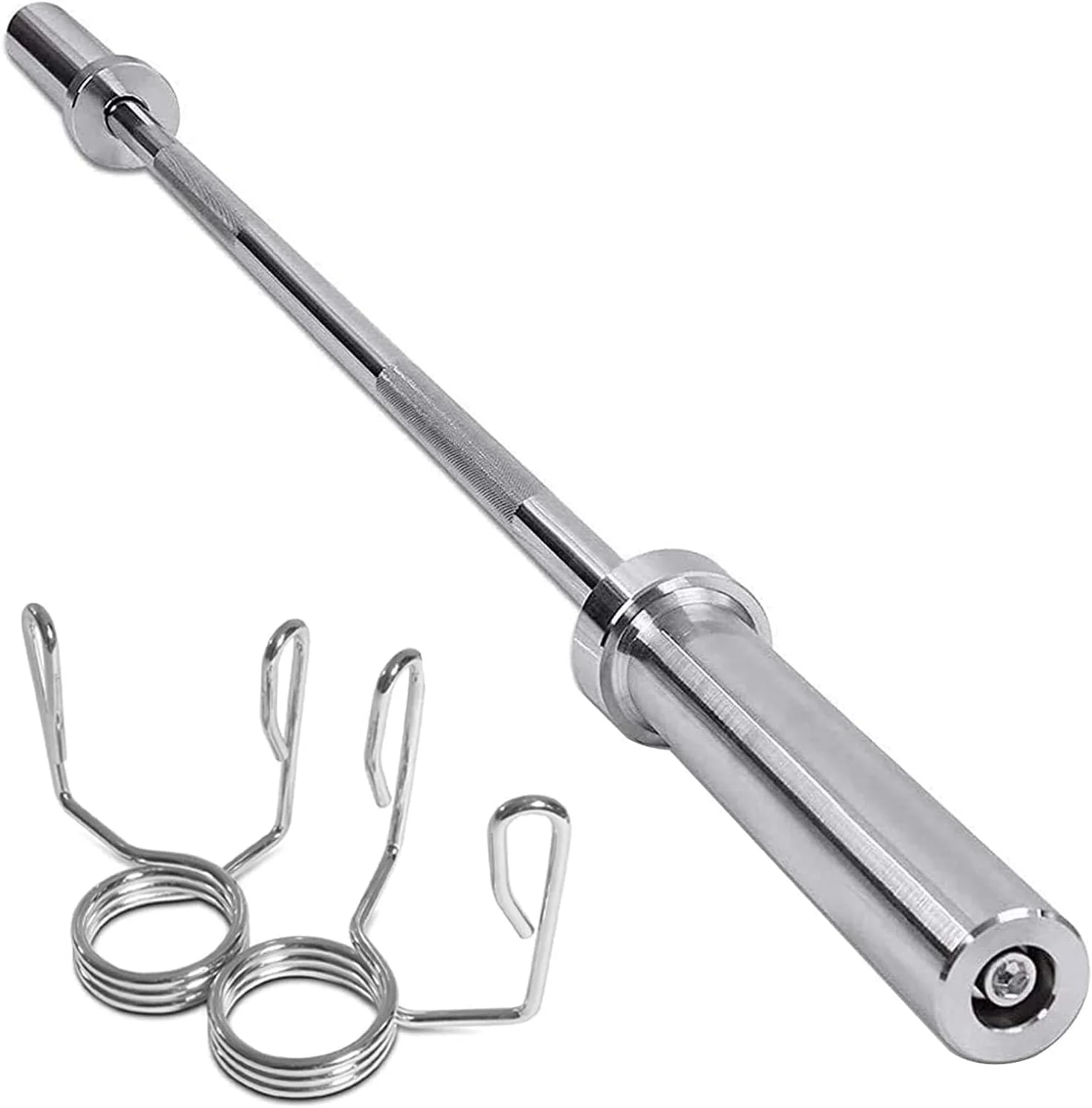 میله هالتر وزنه برداری مکس استرنگث 2 اینچی با بست های فنری قفلی کروم، دسته ضد لغزش، فولاد جامد، تجهیزات بدنسازی تمرین تناسب اندام، تمرینات سنگین 4 فوت، 5 فوت، 6 فوت