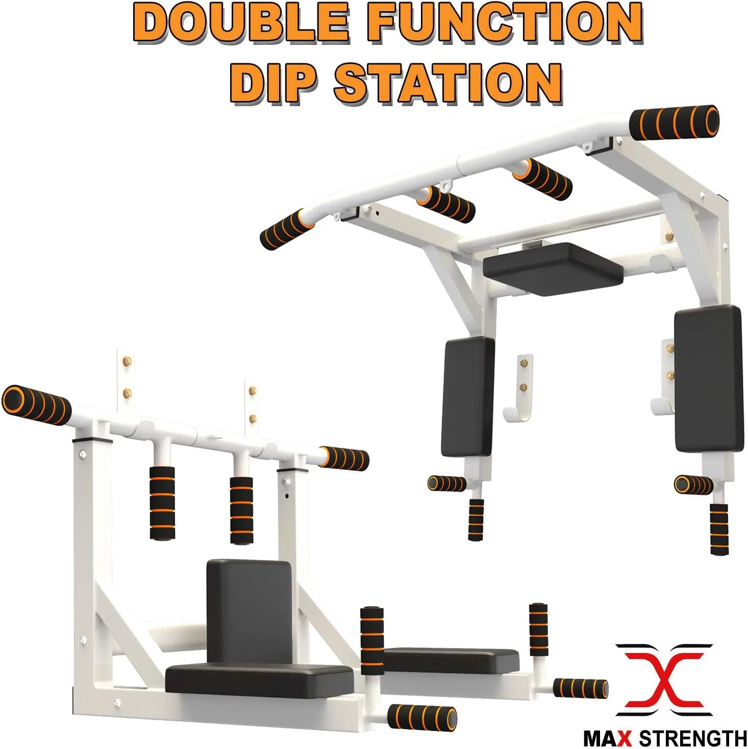 بارفیکس دیواری چند منظوره با مقاومت بالا، میله بارفیکس نصب شده روی دیوار، ایستگاه دیپ و بارفیکس، تجهیزات میله ورزشی باشگاه خانگی، رک قدرتی