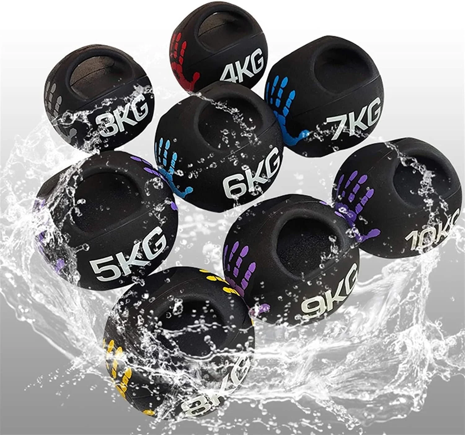 توپ طبی دسته دار مارشال فیتنس مدل MF-0694 وزن 10 کیلوگرم، مناسب تمرینات ورزشی، یوگا، تعادل و کراس فیت