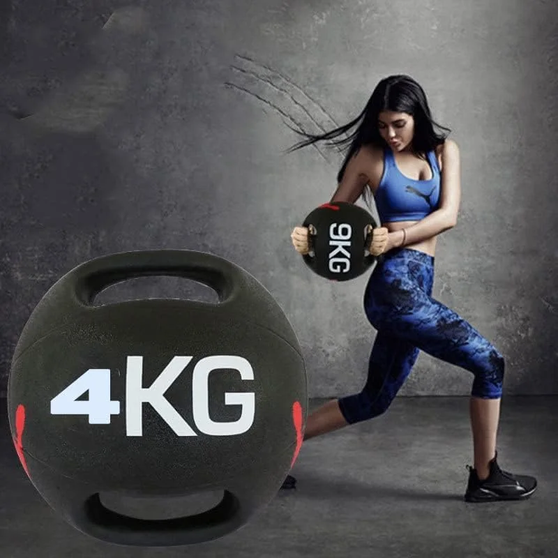 توپ طبی دسته دار مارشال فیتنس مدل MF-0694 وزن 10 کیلوگرم، مناسب تمرینات ورزشی، یوگا، تعادل و کراس فیت