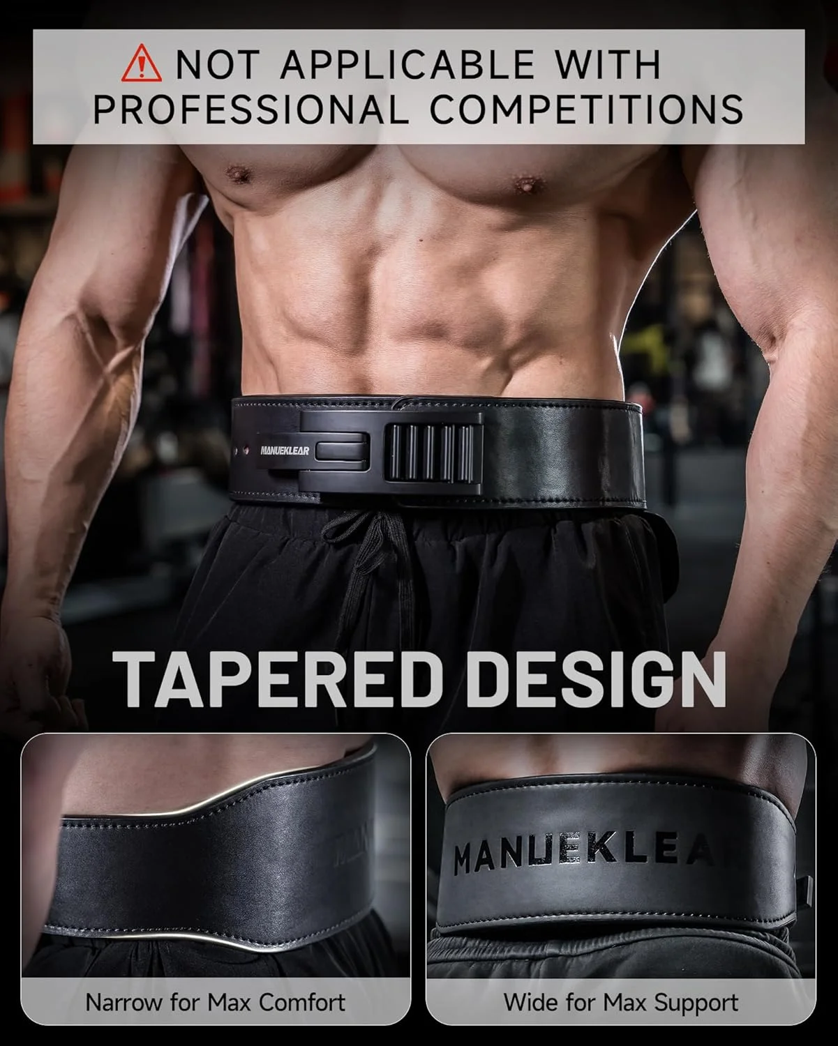 کمربند وزنه برداری اهرمی مخروطی MANUEKLEAR، 10 میلی متر با قفل سریع برای وزنه برداری مردان، کمربند اهرمی برای پاورلیفتینگ و ددلیفت