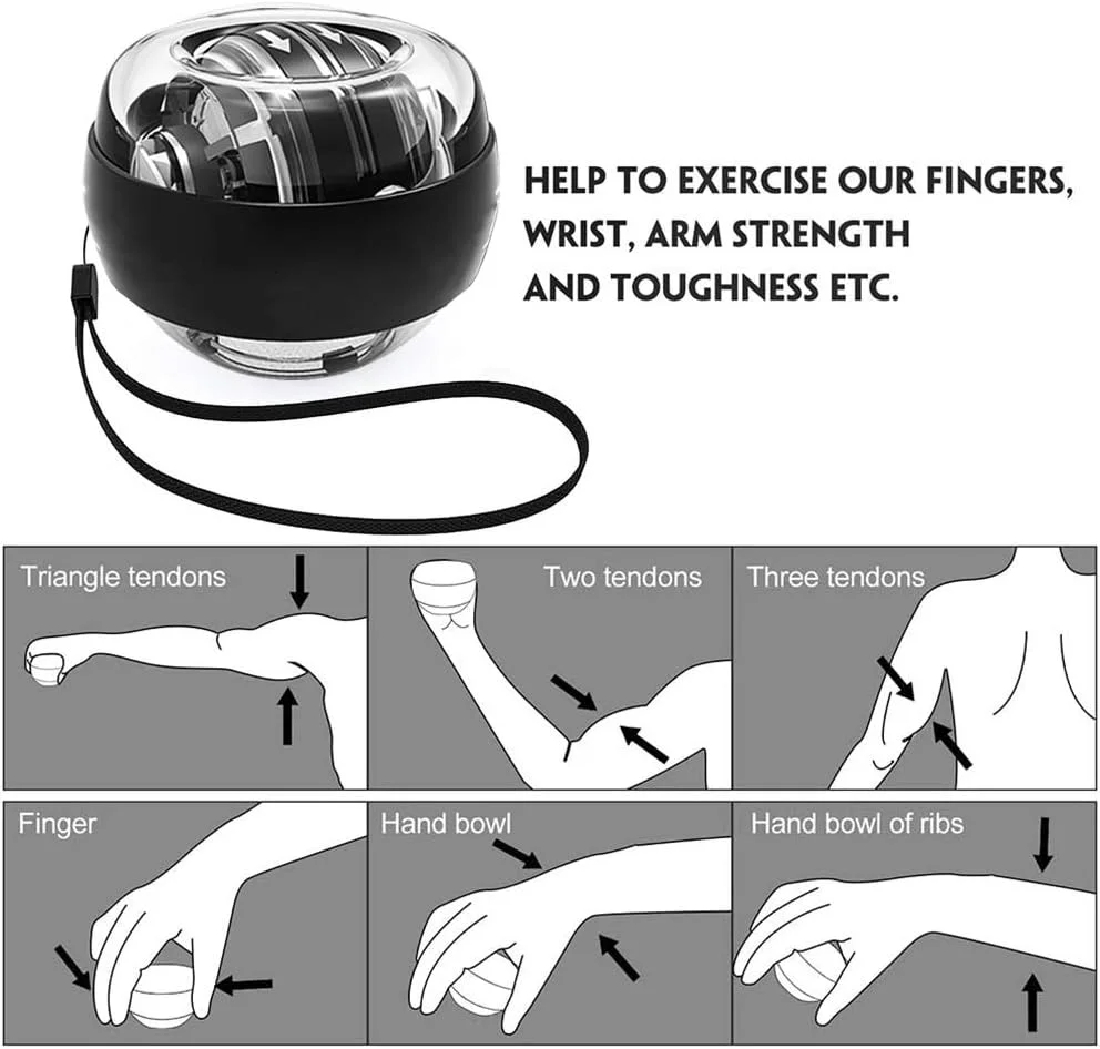 توپ تقویت مچ دست با قابلیت شروع خودکار، تقویت کننده عضلات مچ و ساعد با چراغ های ال ای دی