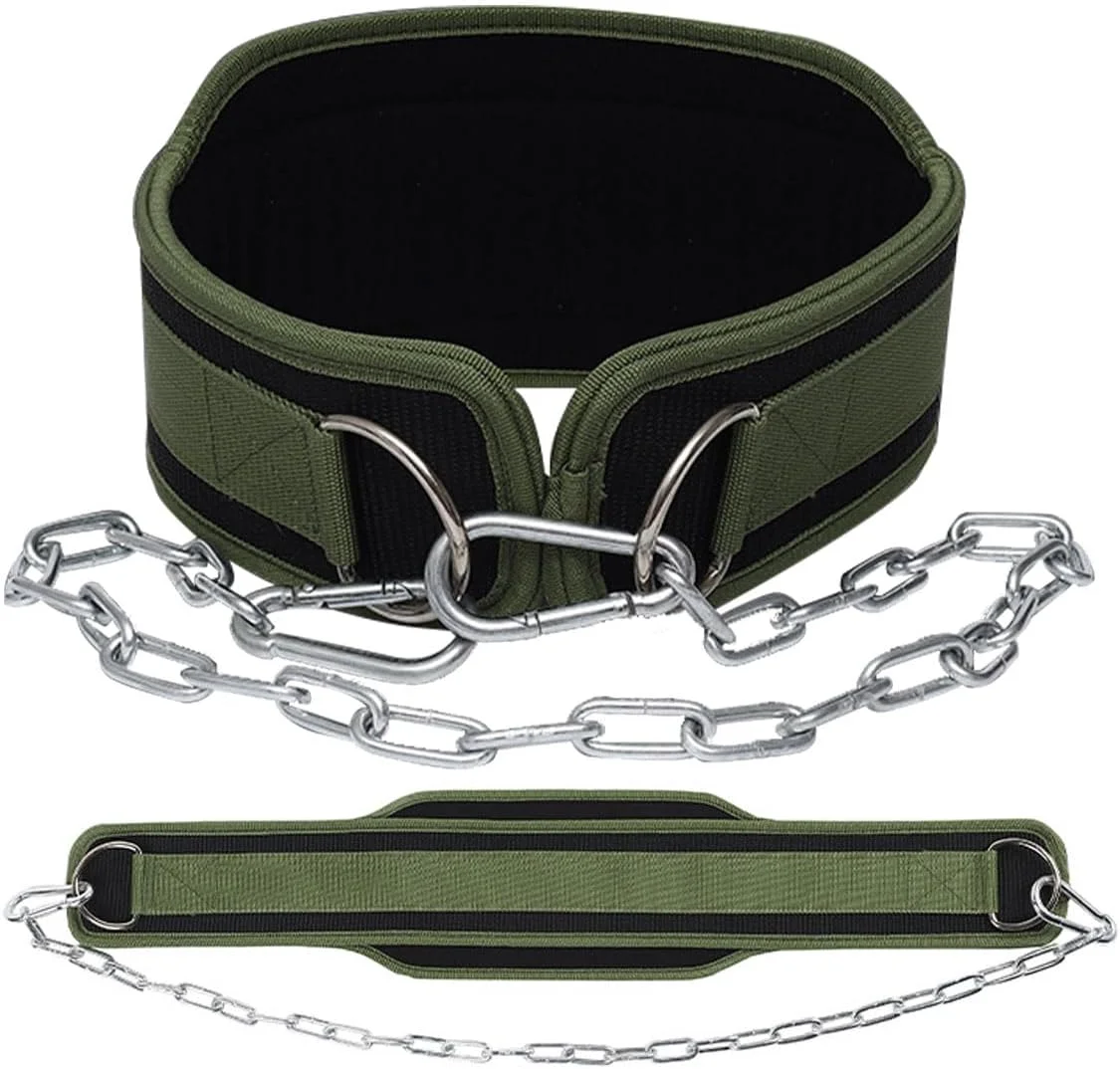 کمربند وزنه برداری، کمربند بدنسازی، کمربند بارفیکس قابل تنظیم 84 سانتی متری با زنجیر فولادی سنگین، کمربند وزنه برداری آستر نایلونی لاستیک برگشتی برای تمرینات قدرتی مردان و زنان، 150 کیلوگرم