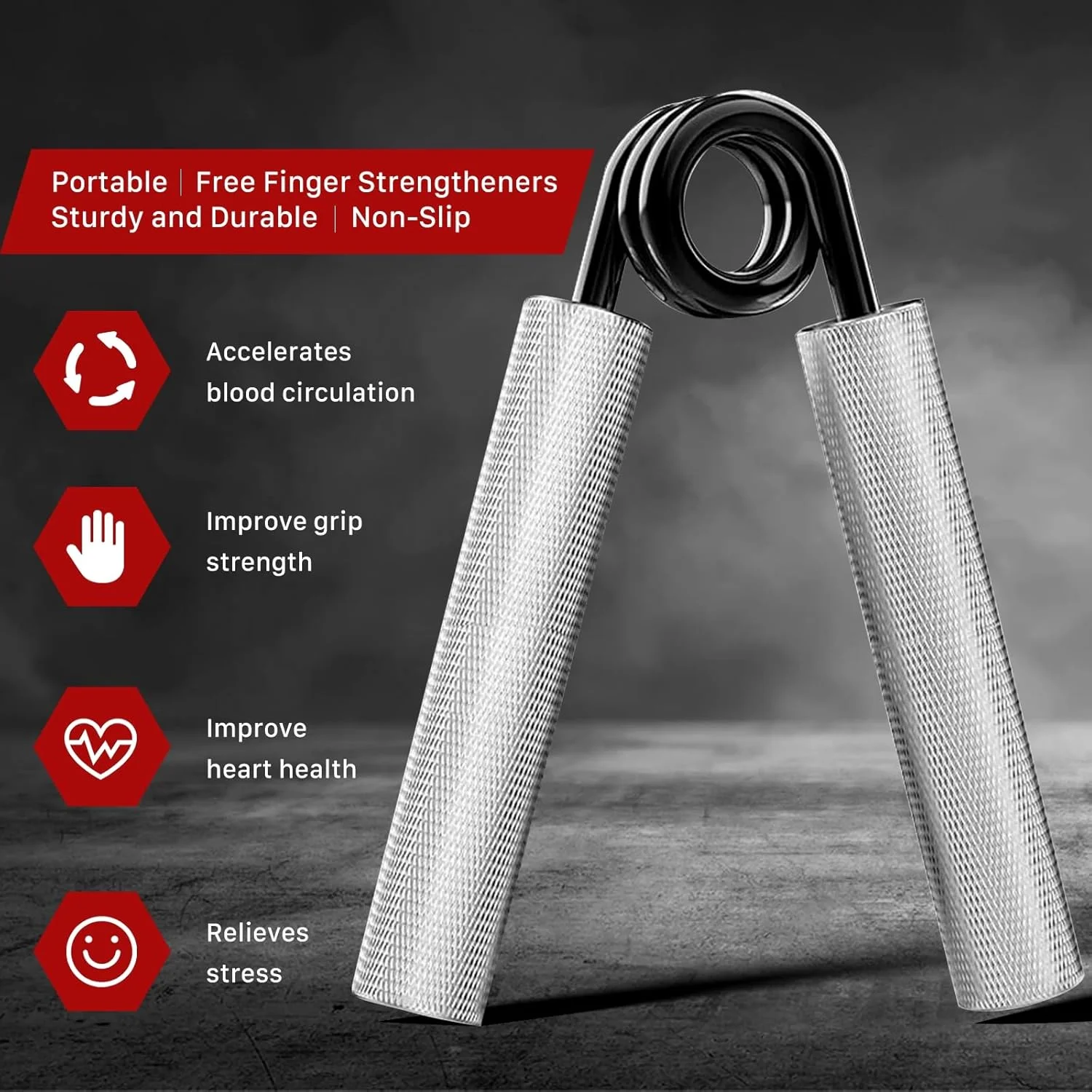 مجموعه تمرین دهنده گریپ فلزی LI FITNESS، 4 عددی با مقاومت 45 تا 113 کیلوگرم، تقویت کننده مچ و ساعد، تقویت کننده قابل تنظیم انگشت و تمرین دهنده انگشت - مشکی و خاکستری