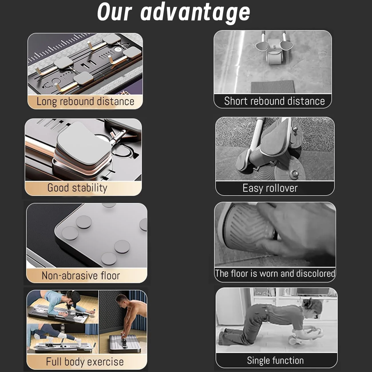 غلتک شکم تجهیزات تمرین عضلات شکم: چرخ شکمی چند منظوره با قابلیت برگشت خودکار - تجهیزات ورزشی تاشو خانگی تخته شنا برای تمرینات قدرتی و تمرینات هسته ای