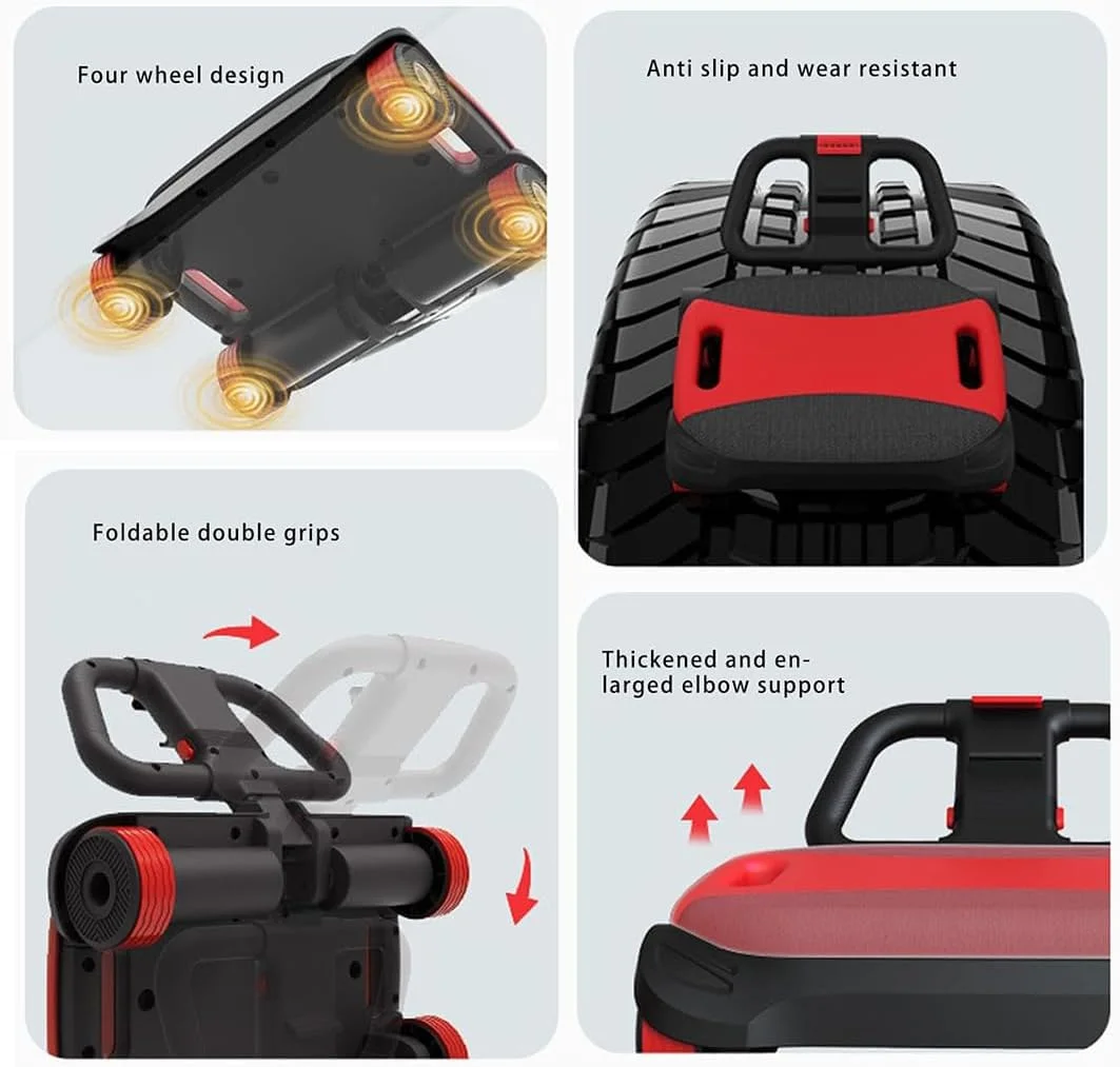 تخته غلتکی شکم با 4 چرخ، چرخ شکمی برگشتی خودکار برای تمرینات هسته بدن، تجهیزات ورزشی شکم، تخته غلتکی تناسب اندام با پد زانو