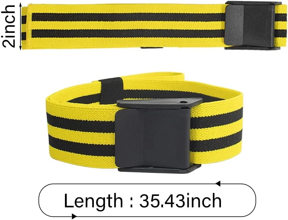 بندهای محدود کننده جریان خون KASTWAVE برای تمرینات وزنه برداری، ران، بازو و پا، تمرین باسن، تمرین انسداد عضلات سرینی و ساخت باسن، عرض 2 اینچ، قابل تنظیم و قوی، مناسب برای زنان و مردان (2 عدد، زرد)