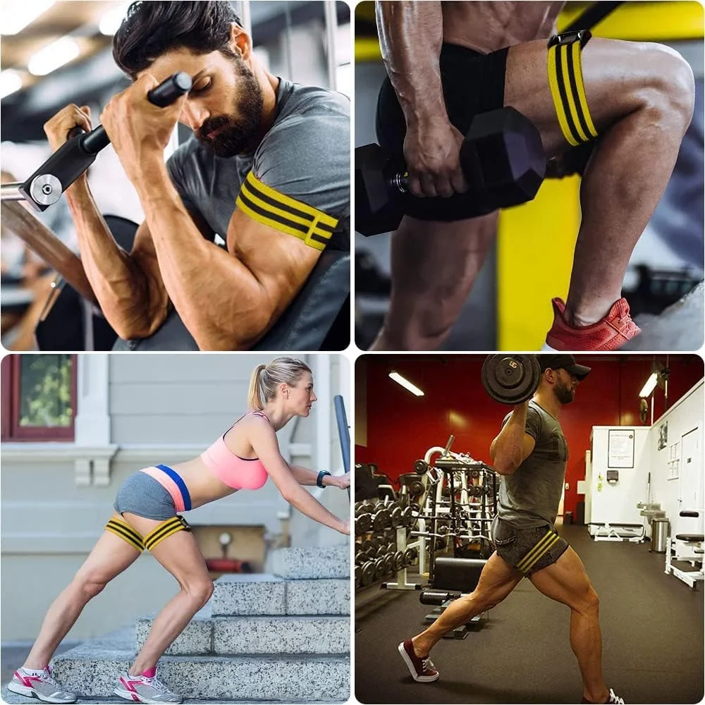 بندهای محدود کننده جریان خون KASTWAVE برای تمرینات وزنه برداری، ران، بازو و پا، تمرین باسن، تمرین انسداد عضلات سرینی و ساخت باسن، عرض 2 اینچ، قابل تنظیم و قوی، مناسب برای زنان و مردان (2 عدد، زرد)