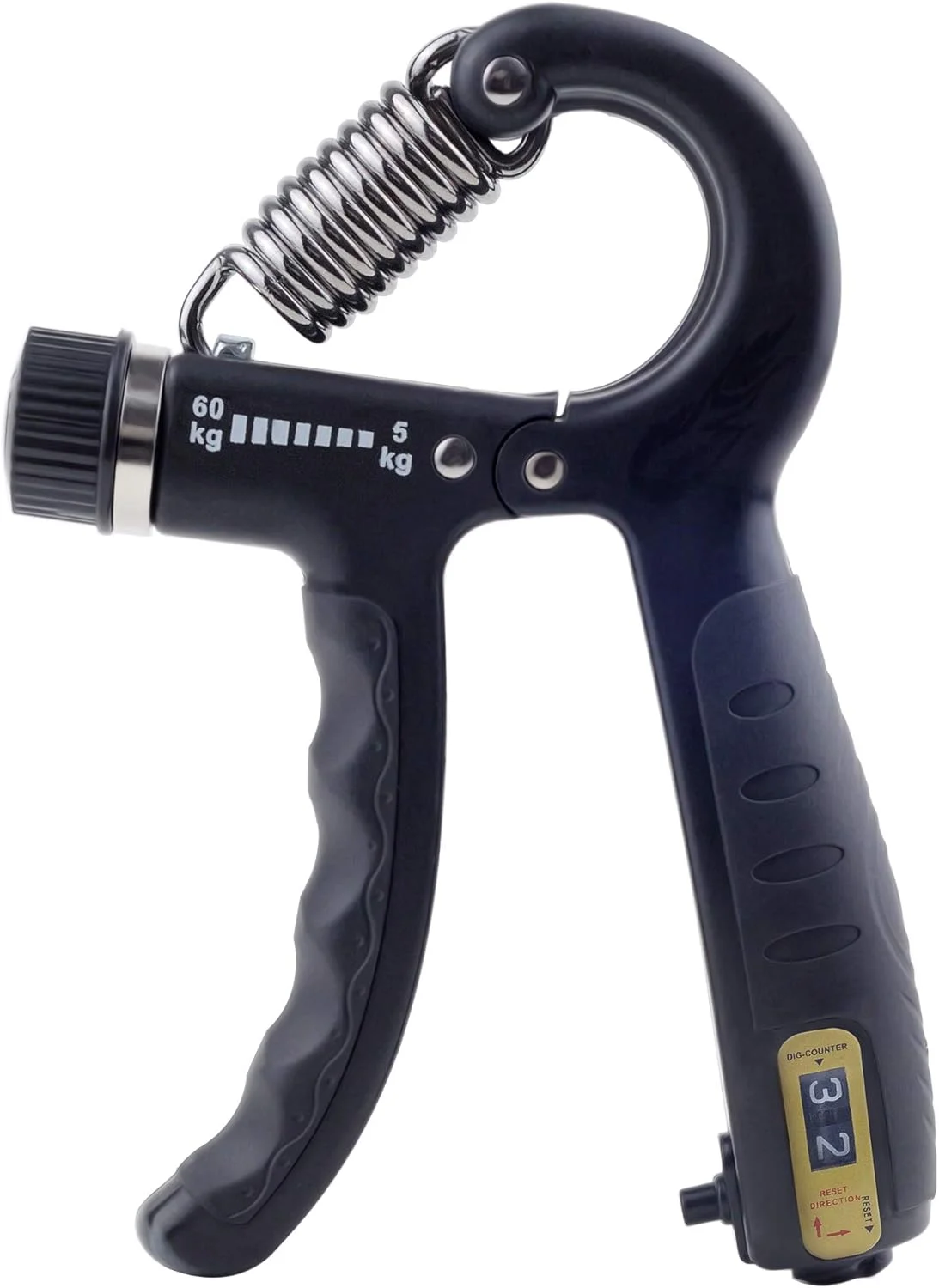 تقویت کننده مچ دست KAILIMENG با شمارنده، مقاومت قابل تنظیم از 5 تا 60 کیلوگرم، تمرین قدرتی برای انگشتان، فلزی مشکی