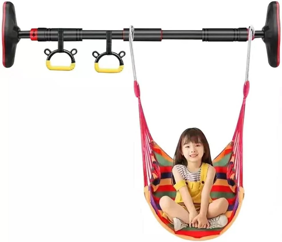 بارفیکس درب منزل جورونب به همراه میله ذوزنقه ای تاب و حلقه های ژیمناستیک کارتونی برای کودکان و بزرگسالان، بارفیکس بدون پیچ با مکانیزم قفل شونده بارفیکس درب منزل جورونب به همراه میله ذوزنقه ای تاب و حلقه های ژیمناستیک کارتونی برای کودکان و بزرگسالان، بارفیکس بدون پیچ با مکانیزم قفل شونده