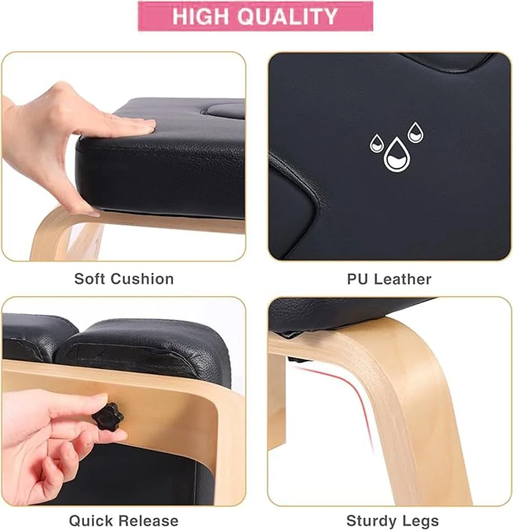 نیمکت وارونگی یوگا COFOEE، صندلی یوگا، چهارپایه یوگا چند منظوره، قاب چوبی و پدهای PU، صندلی وارونه برای تمرین تعادل و قدرت هسته بدن، ایده آل برای تمرینات خانگی، تناسب اندام و باشگاه