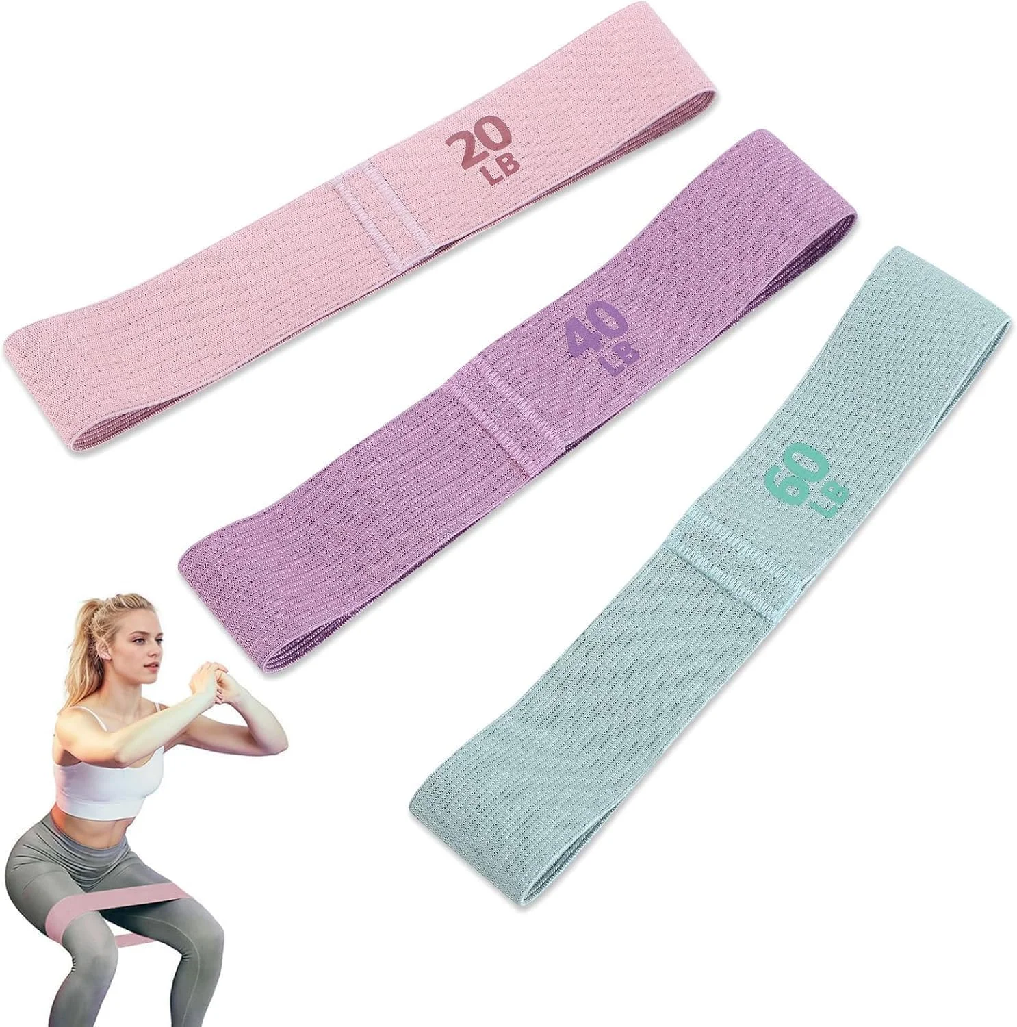 کش های مقاومتی برای بانوان، مجموعه کش های مقاومتی برای تمرینات باسن و عضلات سرینی، سطوح مختلف قدرت - ایده آل برای یوگا در خانه و باشگاه