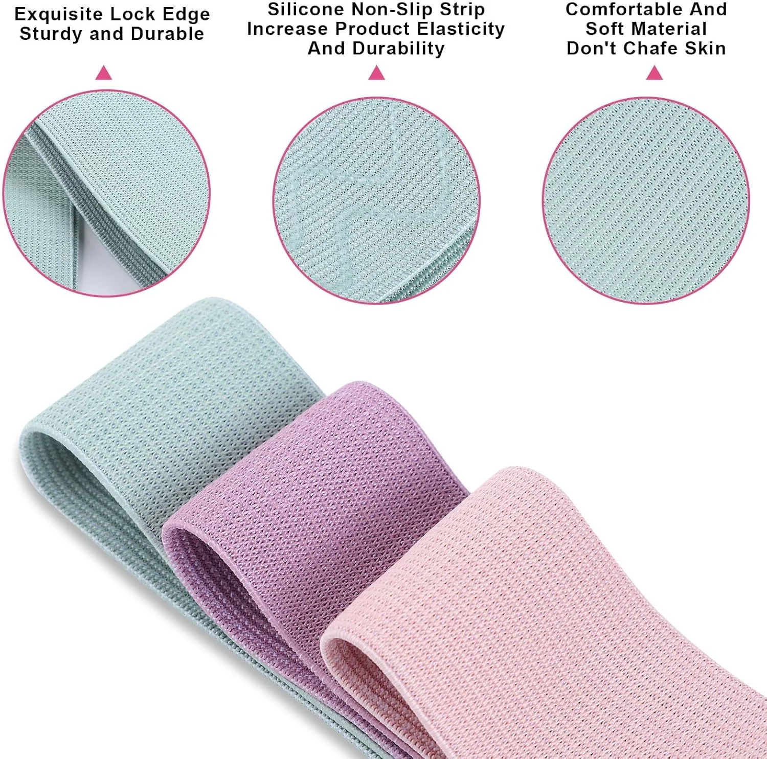 کش های مقاومتی برای بانوان، مجموعه کش های مقاومتی برای تمرینات باسن و عضلات سرینی، سطوح مختلف قدرت - ایده آل برای یوگا در خانه و باشگاه