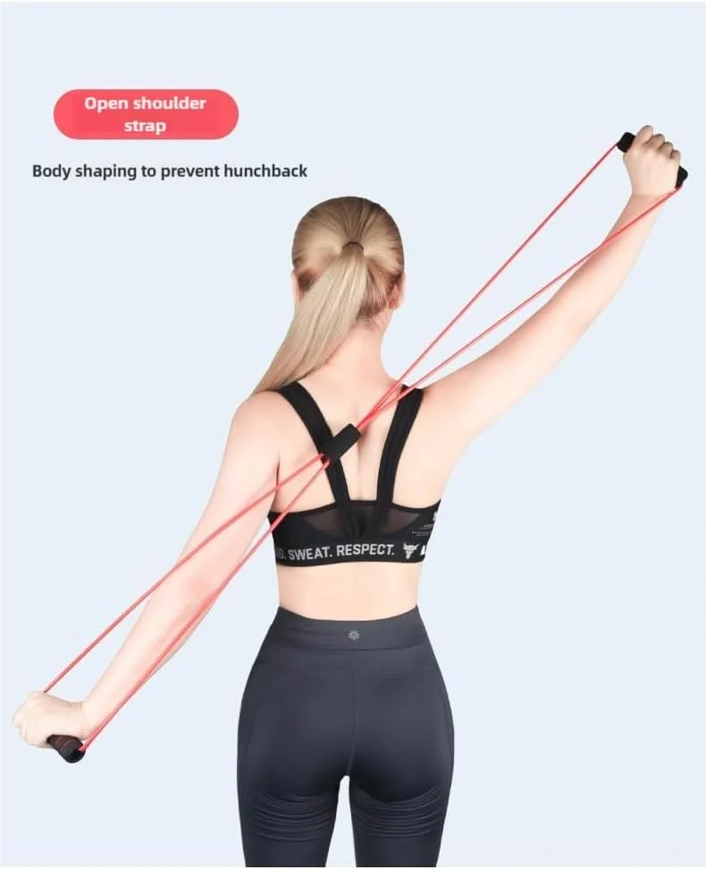 کش مقاومتی سالودیا با دسته، کش مقاومتی مدل 8 برای بازو، تقویت کننده سینه، طناب کششی ورزشی یوگا، کش الاستیک مدل 8 برای تمرینات کششی و قدرتی بازو و شانه (بنفش، صورتی)