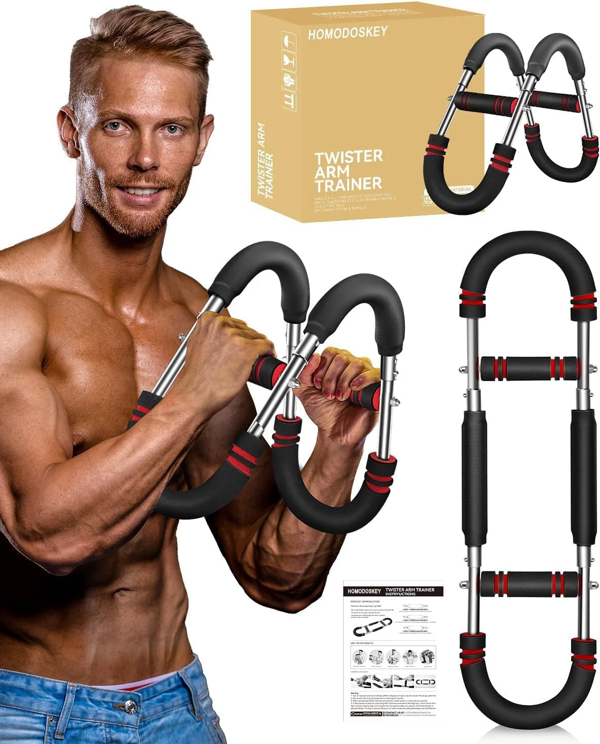 تقویت کننده بازو توئیستر، تقویت کننده بازوی پاور توئیست، تقویت کننده قابل تنظیم ساعد، تجهیزات تمرین بازو، تجهیزات تمرین سینه، مقاومت فنری قابل حمل برای تجهیزات تمرین خانگی