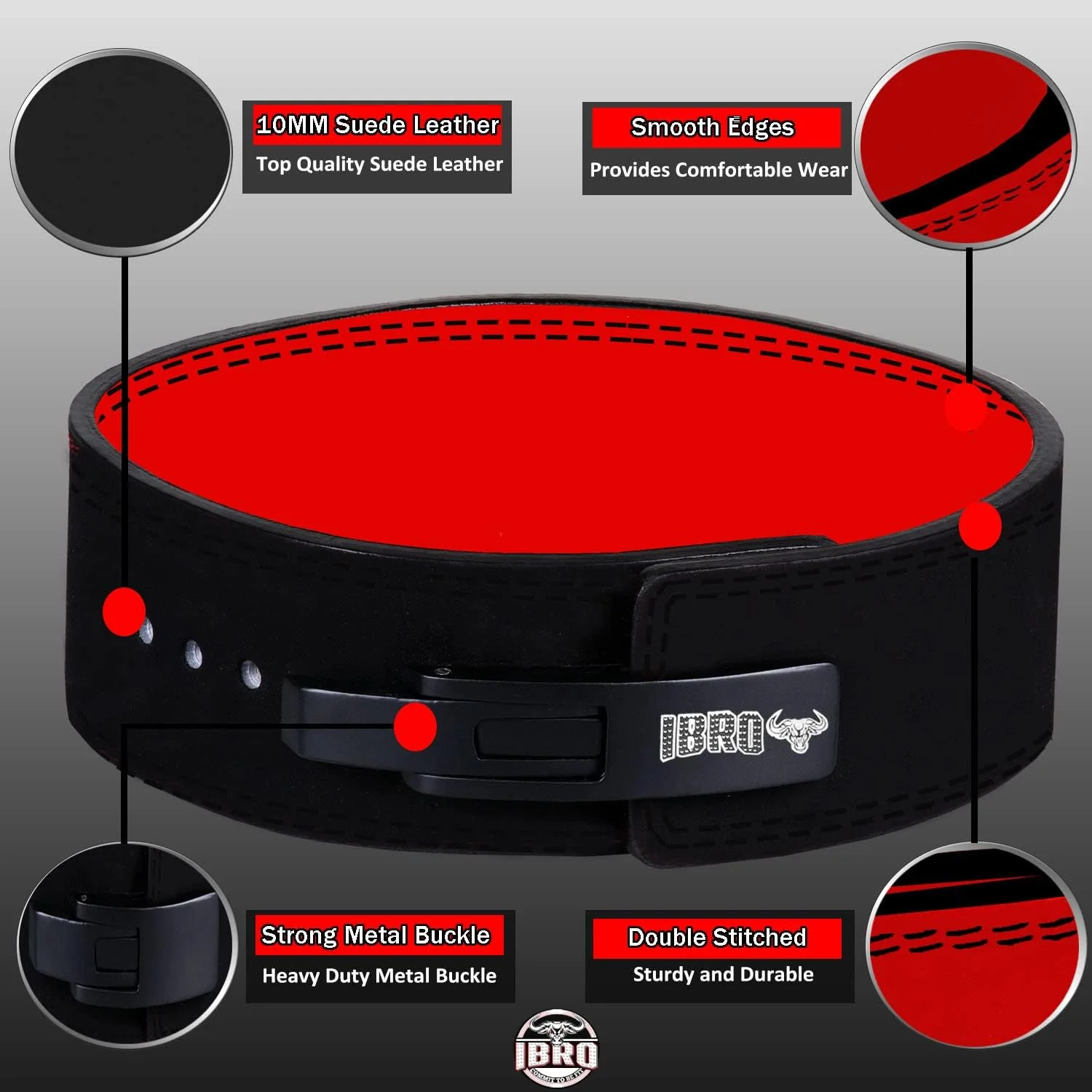 کمربند بدنسازی اهرمی IBRO – کمربندهای چرمی ضخیم 8، 10 یا 13 میلی‌متری مناسب اسکات، ددلیفت، پرورش اندام، وزنه‌برداری، پاورلیفتینگ و استرانگ‌من برای آقایان