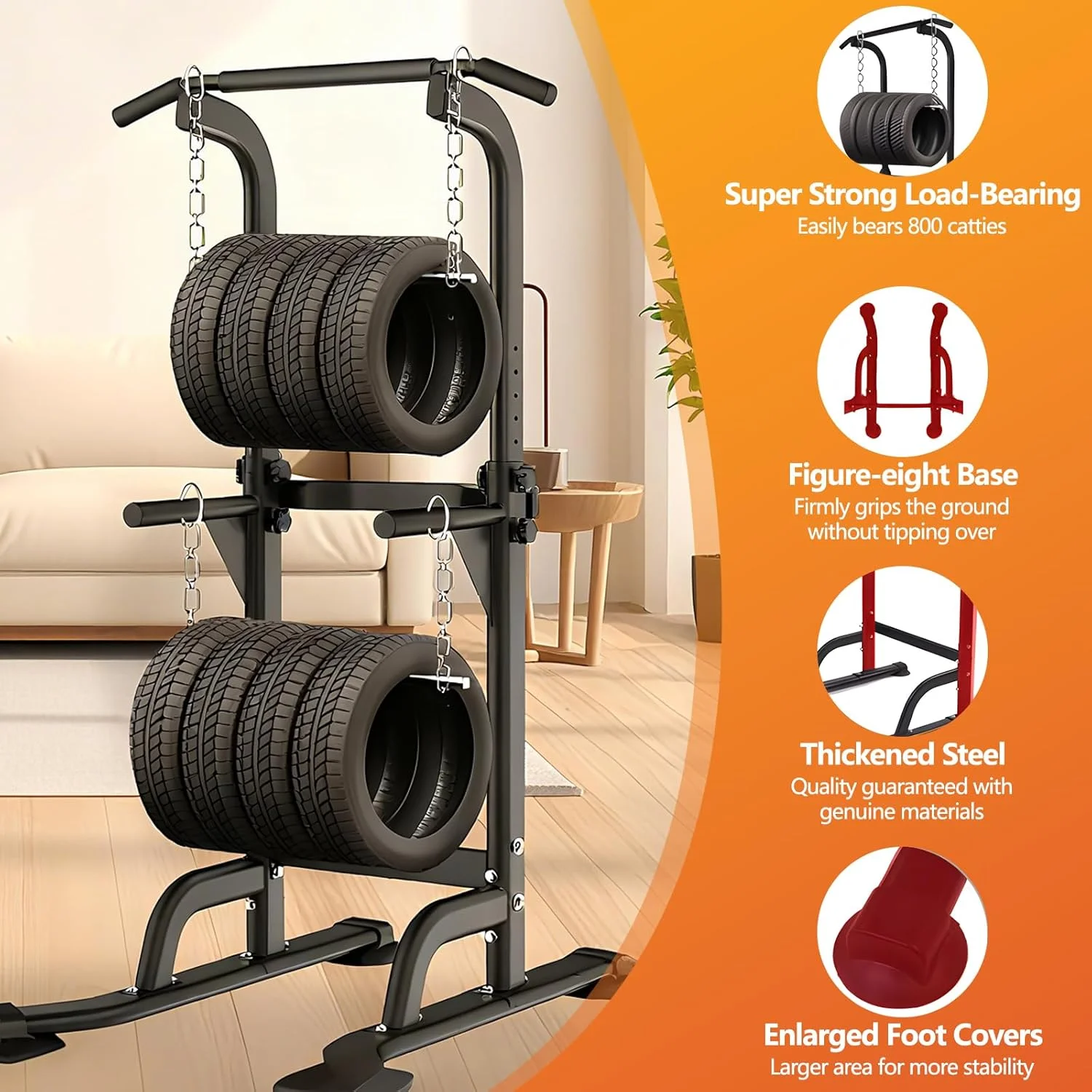 ایستگاه میله بارفیکس برج قدرت HIKKY، ایستگاه دیپ با ارتفاع قابل تنظیم چند منظوره برای تمرینات بدنسازی خانگی، تجهیزات تناسب اندام تمرینات قدرتی سنگین، پایه بارفیکس