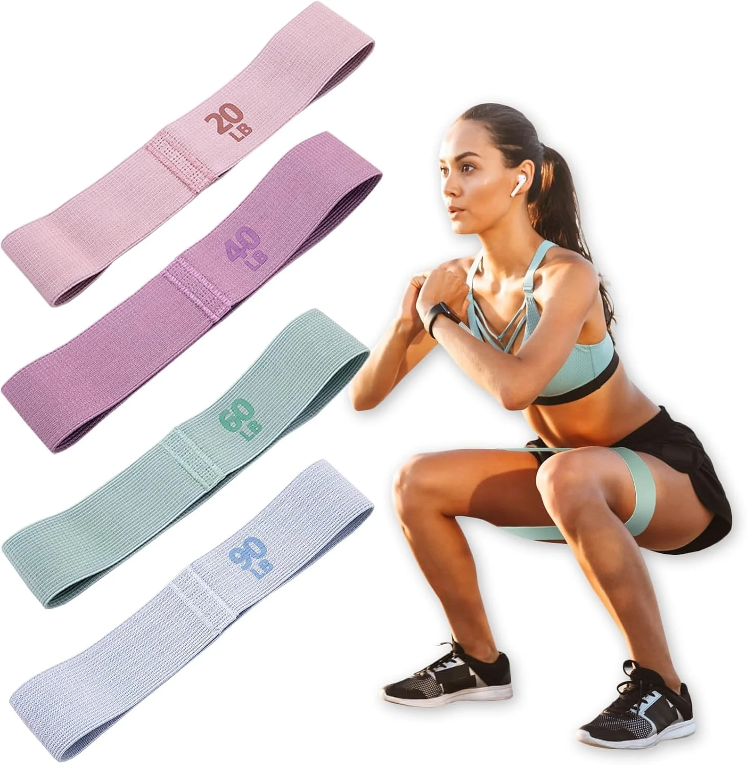 کش های مقاومتی پارچه ای سنگین برای زنان و مردان - کش های حلقه ای الاستیک ضد لغزش برای باشگاه خانگی، یوگا، پیلاتس، باسن، پاها، تمرین ران - کش های کششی بادوام برای تمرینات قدرتی