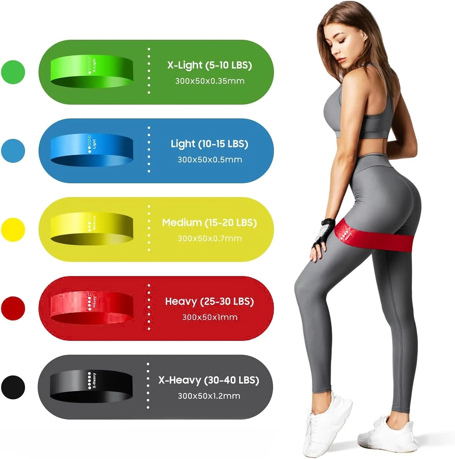 کش های مقاومتی سنگین - کش ورزشی الاستیک پاورلیفتینگ - کش تمرینی مناسب برای باشگاه، تمرین ران، یوگا، تجهیزات تناسب اندام چند رنگ (بسته 5 عددی)