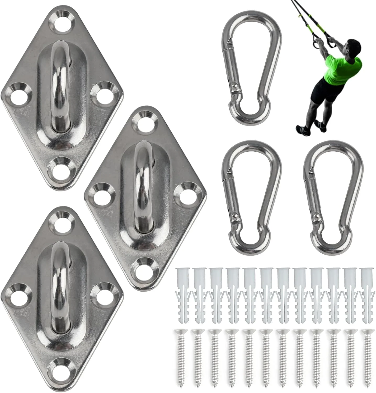 نگهدارنده دیواری مقاوم برای کش های ورزشی - لنگر تمرینی بادوام با قلاب برای کش های تناسب اندام، نگهدارنده کش های ورزشی صرفه جویی در فضا برای باشگاه خانگی، تمرینات معلق و کشش