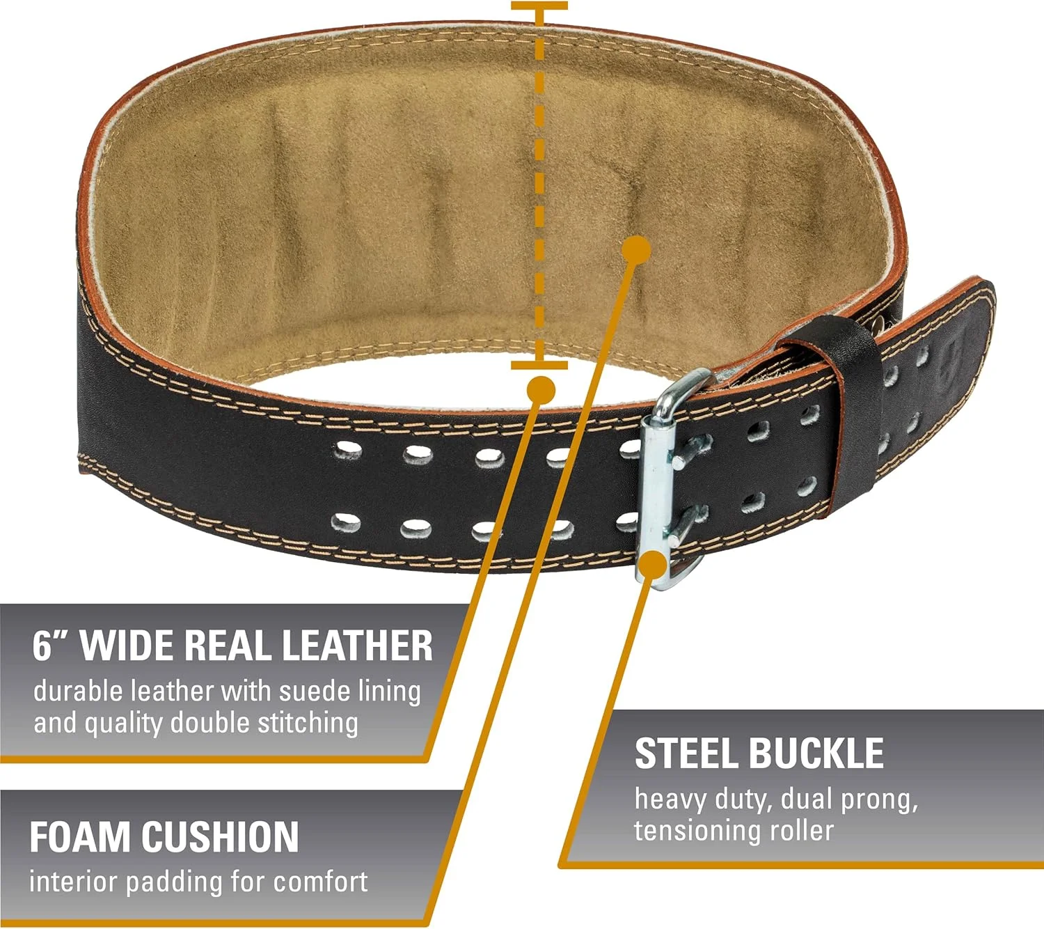 کمربند وزنه برداری چرمی پد دار هاربینگر با آستر جیر و سگک غلتکی فولادی