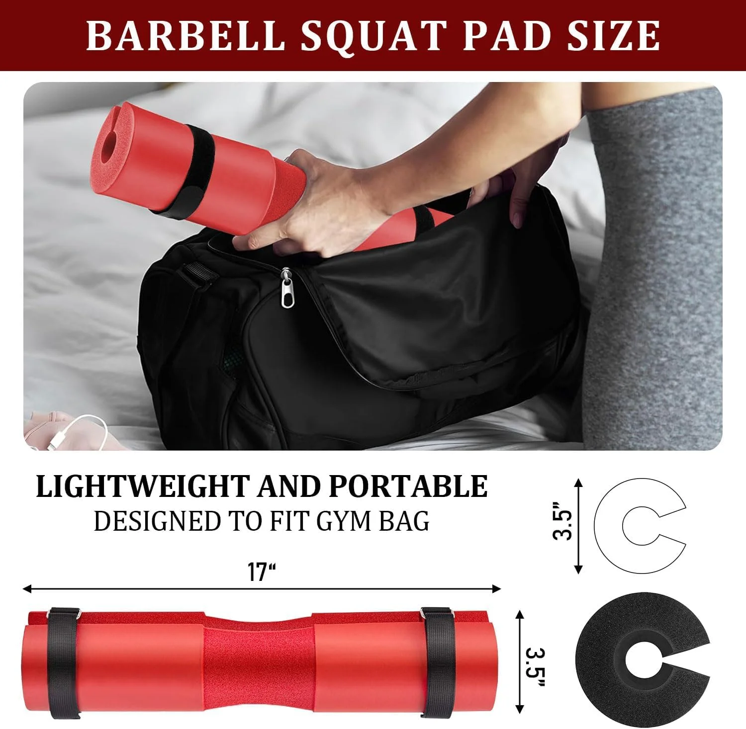 پد هالامودو برای اسکات با هالتر، فوم اسفنجی محافظ شانه با قابلیت بازیابی سریع به همراه بندهای ایمنی برای لانگز، اسکات، هیپ تراست و میله های استاندارد المپیک