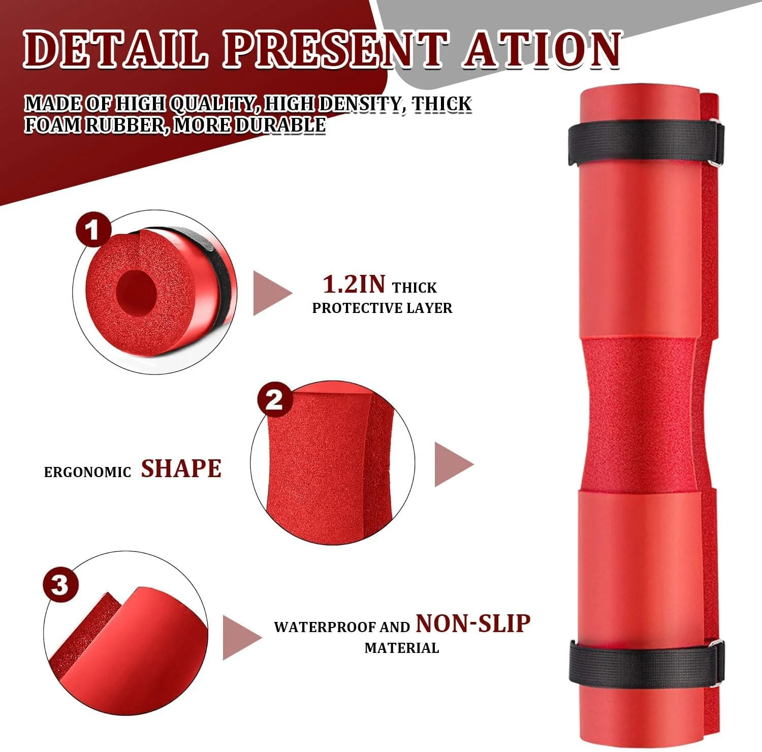 پد هالامودو برای اسکات با هالتر، فوم اسفنجی محافظ شانه با قابلیت بازیابی سریع به همراه بندهای ایمنی برای لانگز، اسکات، هیپ تراست و میله های استاندارد المپیک