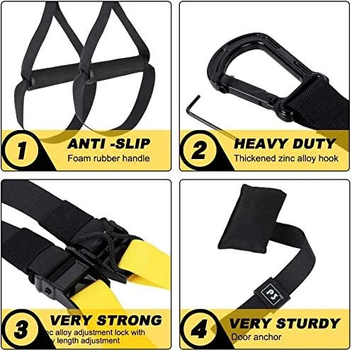 سیستم تمرین معلق GT P3 PRO، بندهای مقاومتی باشگاه خانگی، کمربند آویزان، طناب کششی ورزشی برای تمرینات بدنسازی و تناسب اندام