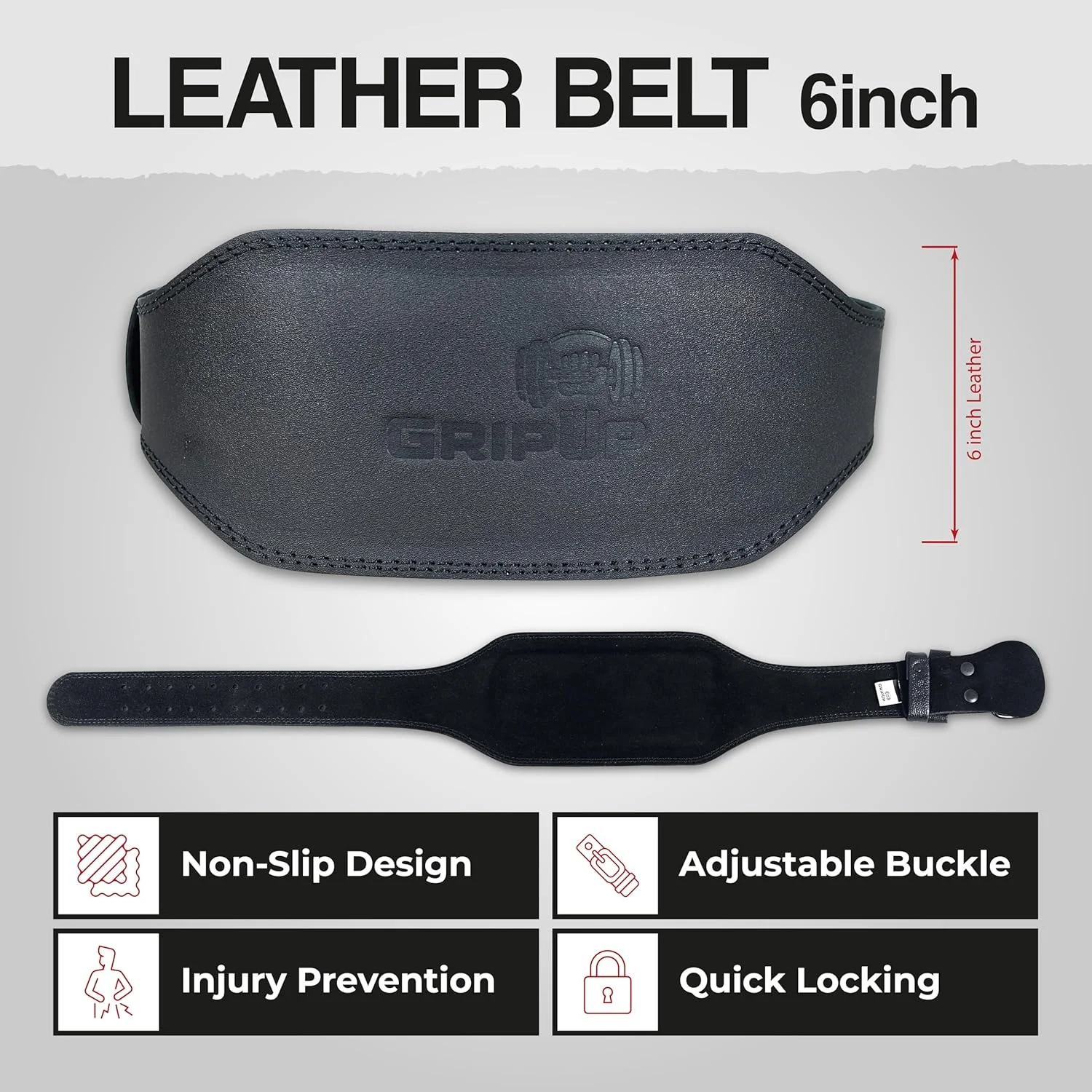 کمربند وزنه برداری برای تناسب اندام در باشگاه، چرم درجه یک، سگک قابل تنظیم 4 و 6 اینچی برای پشتیبانی از کمر با پد کمری، 10 سوراخ، ایده آل برای پاورلیفتینگ، بدنسازی و ددلیفت