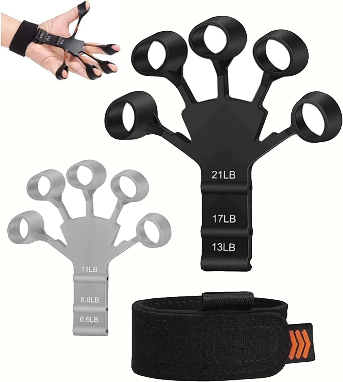 ست دو عددی تقویت کننده قدرت انگشتان - تمرین دهنده قابل تنظیم انگشت و کشش دهنده انگشت - مناسب برای توانبخشی دست و صخره نوردی - تسکین درد آرتروز