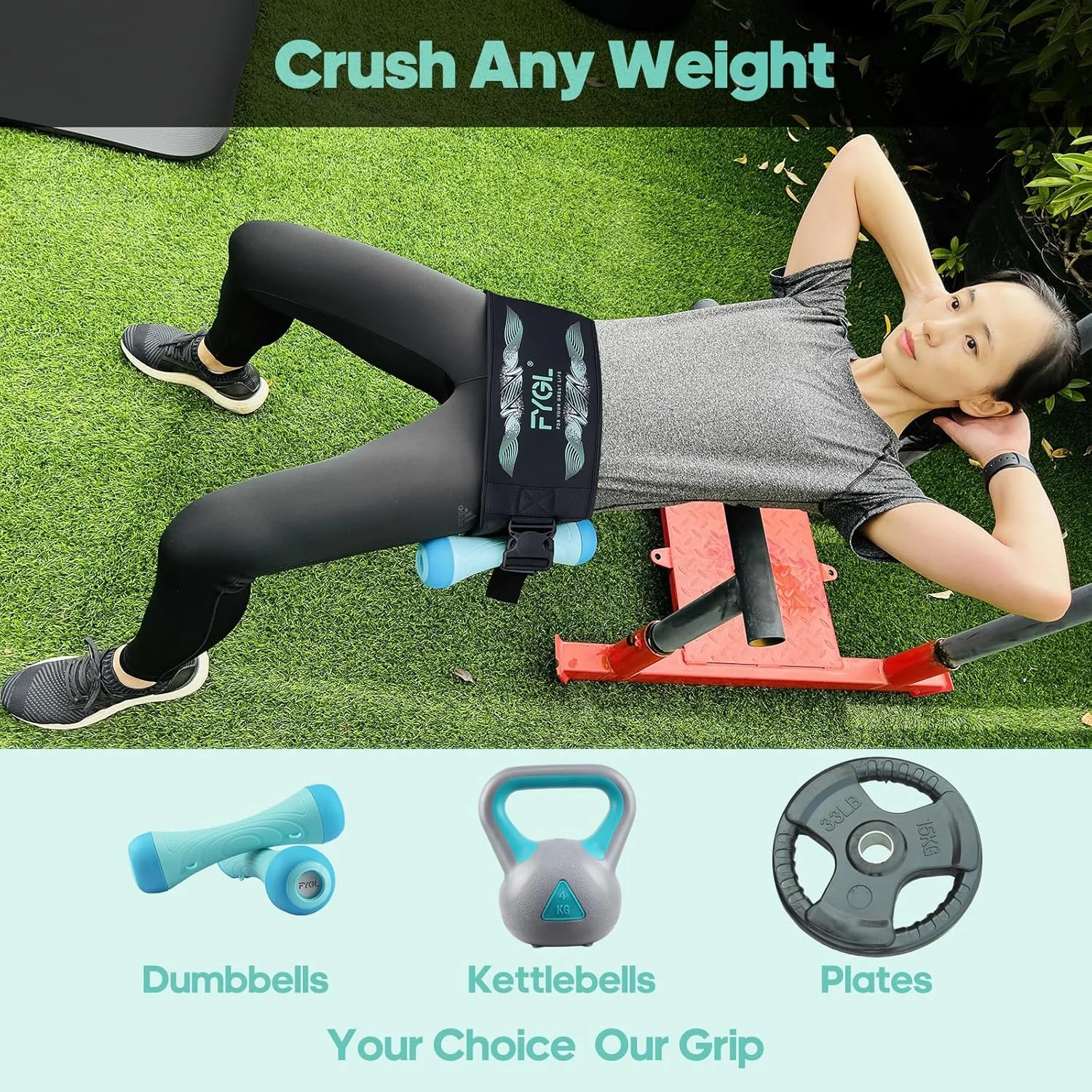 کمربند هیپ تراست، طراحی تاشو، لایه ضد لغزش، تحمل وزن تا 136 کیلوگرم، ایده آل برای تمرینات باسن با دمبل، کتل بل و صفحات وزنه، مناسب برای تمرینات هیپ تراست در باشگاه و خانه